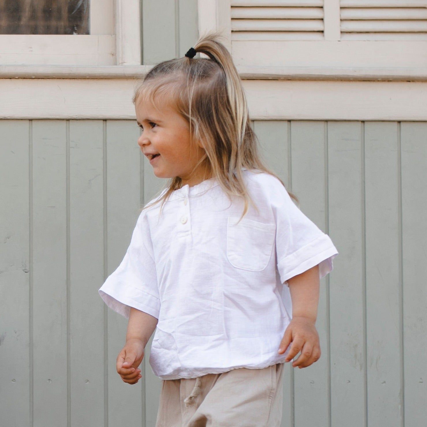 Short sleeves shirt "Almog" (white) - PaPeony