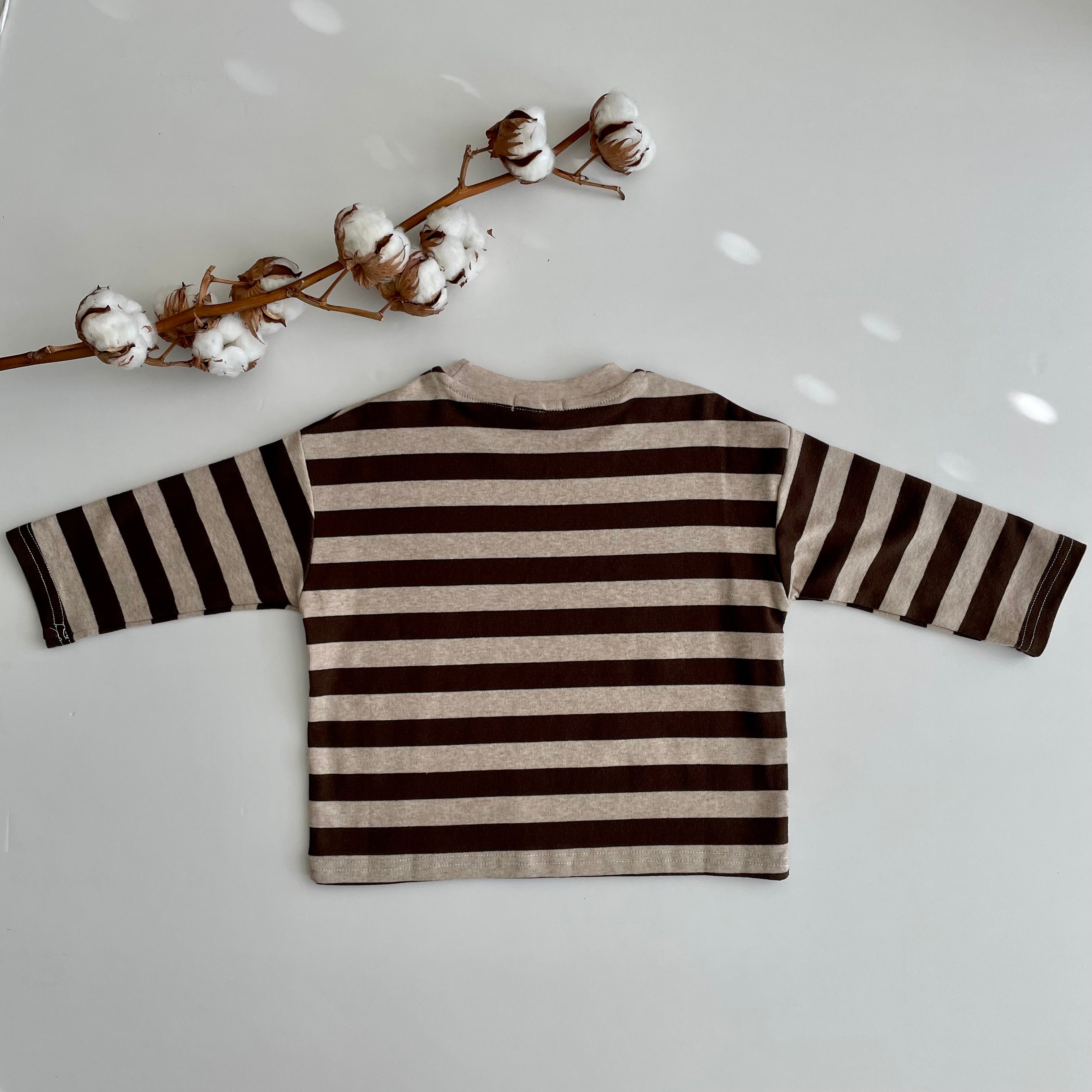 חולצת טי עם קשמיר "זיו" (פס קפה) - PaPeony