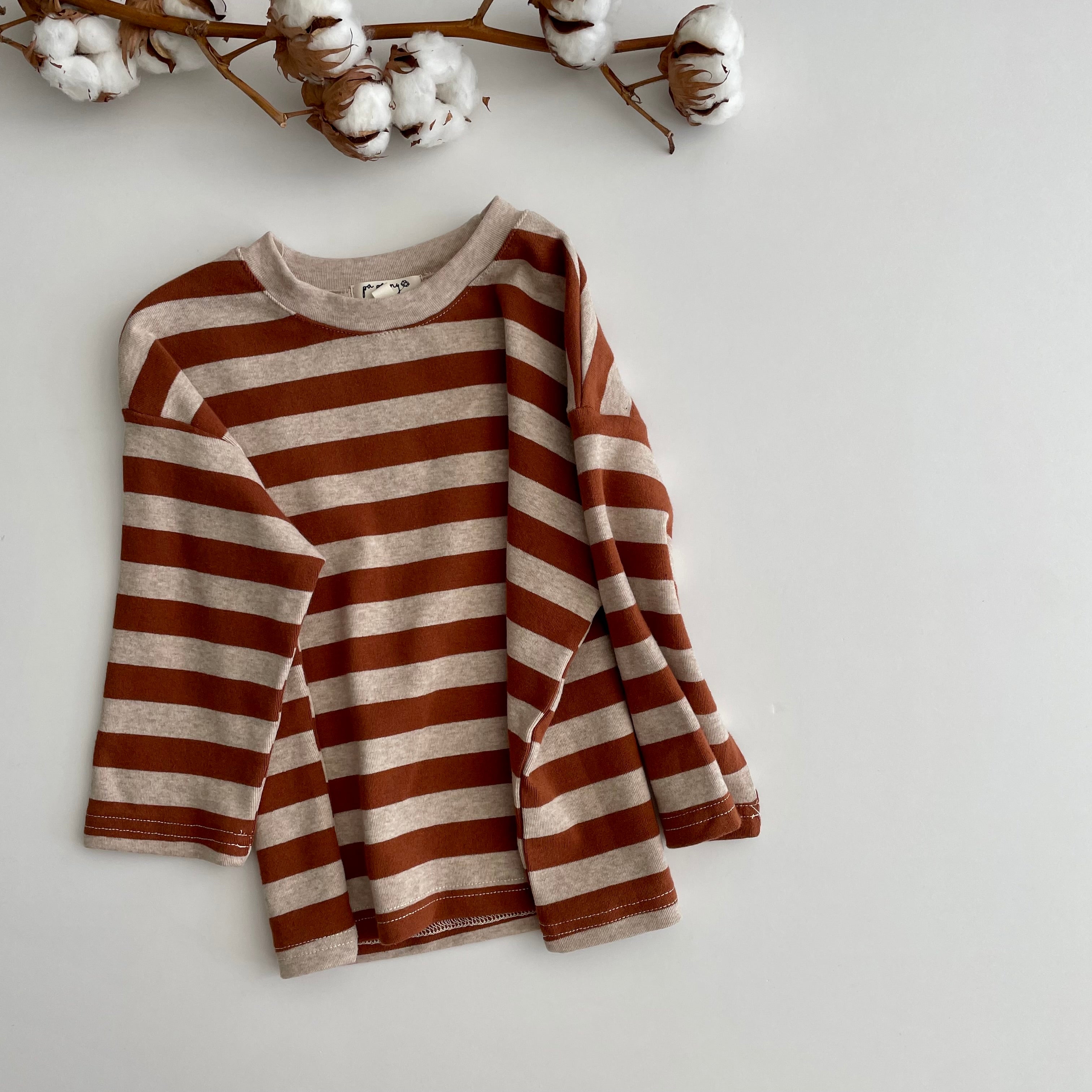 חולצת טי עם קשמיר "זיו" (פס קפה) - PaPeony