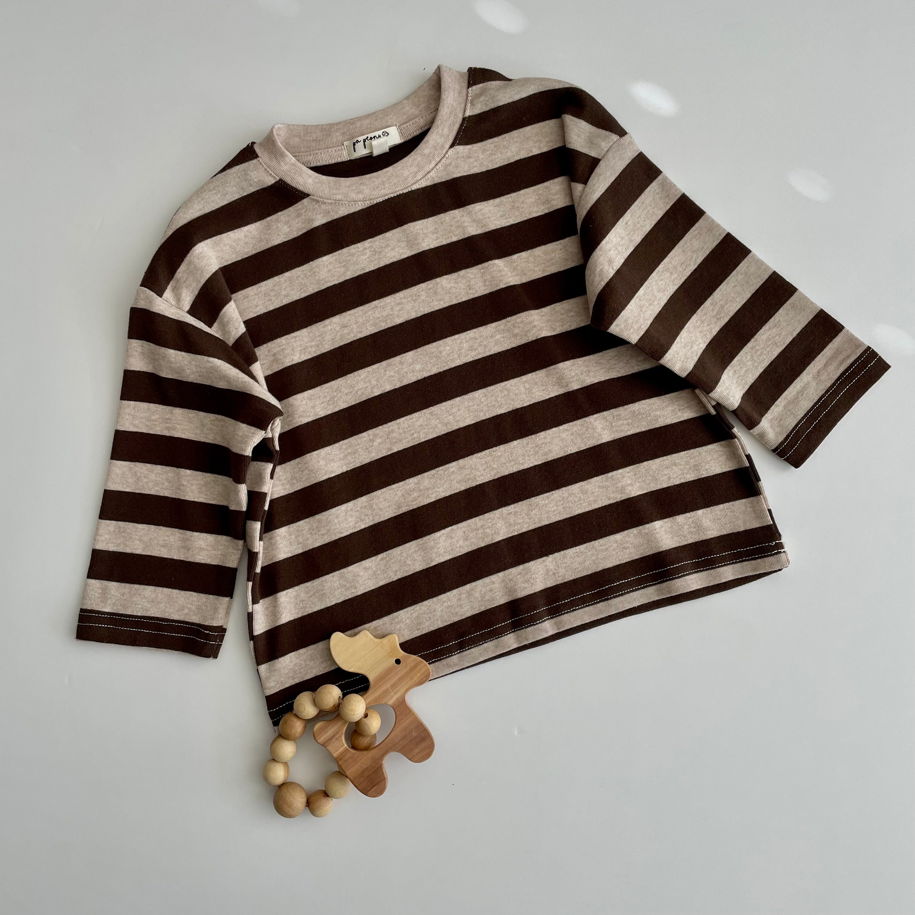 חולצת טי עם קשמיר "זיו" (פס קפה) - PaPeony