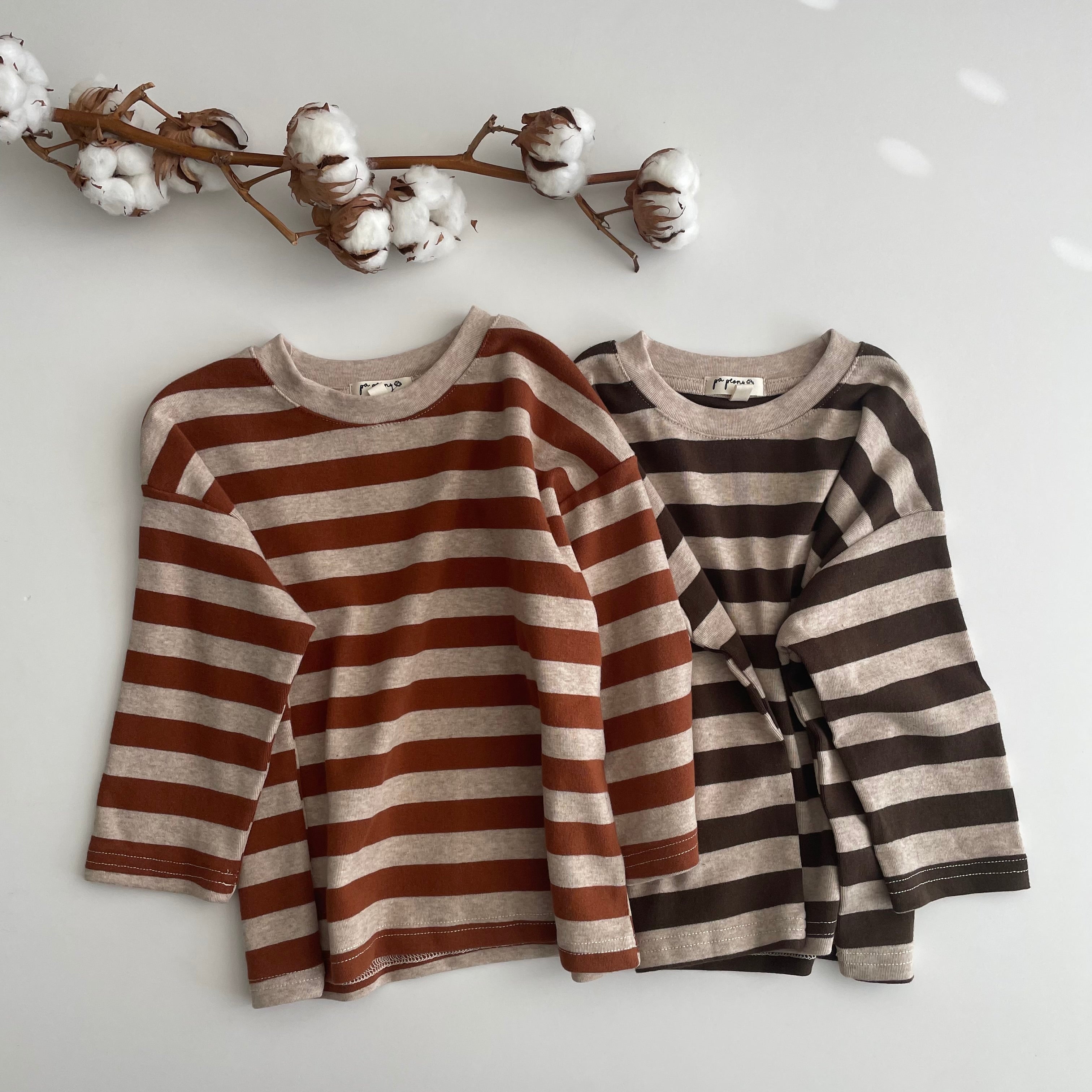 חולצת טי עם קשמיר "זיו" (פס קפה) - PaPeony