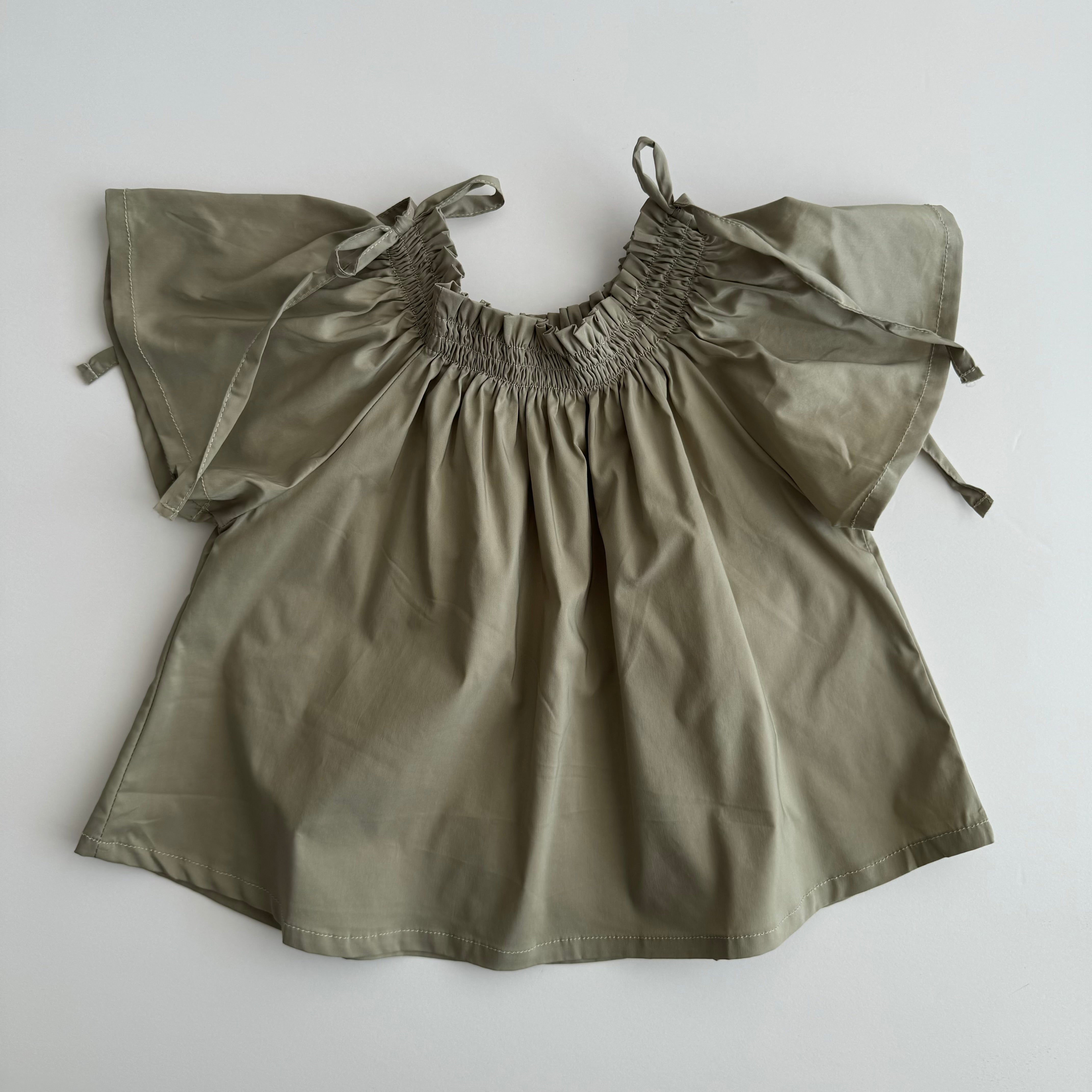 Puff sleeve blouse "Viktoria" (khaki) - PaPeony