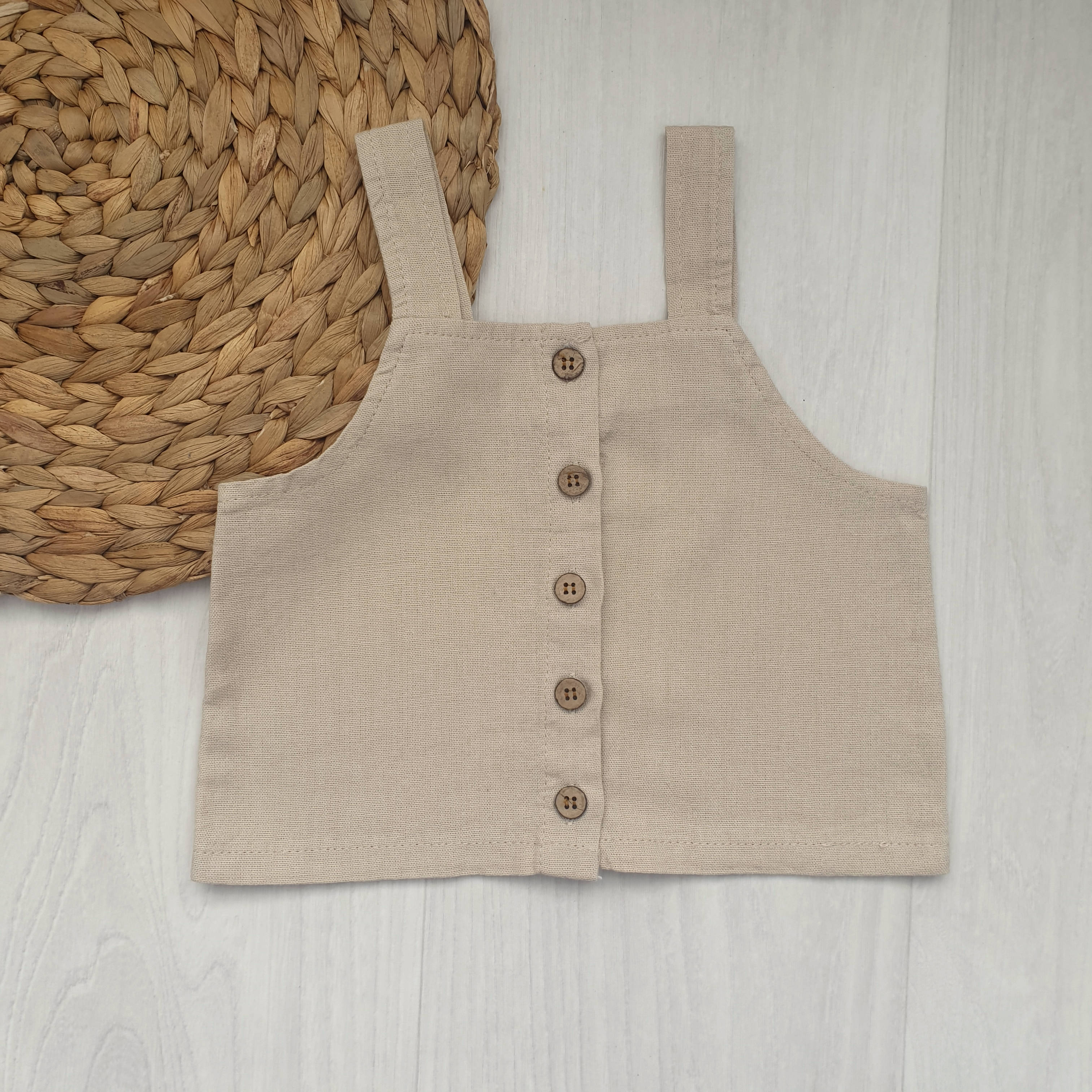 טופ מכופתר לבנות (בז') - PaPeony