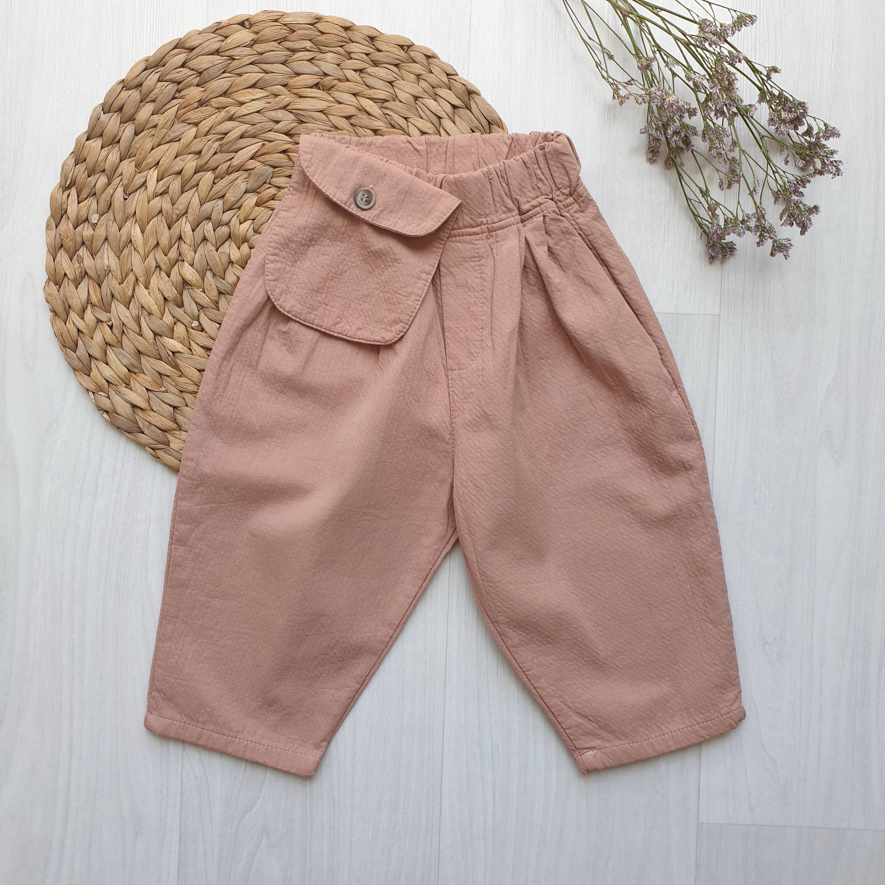 מכנסיים עם כיס חיצוני (ורוד מעושן) - PaPeony