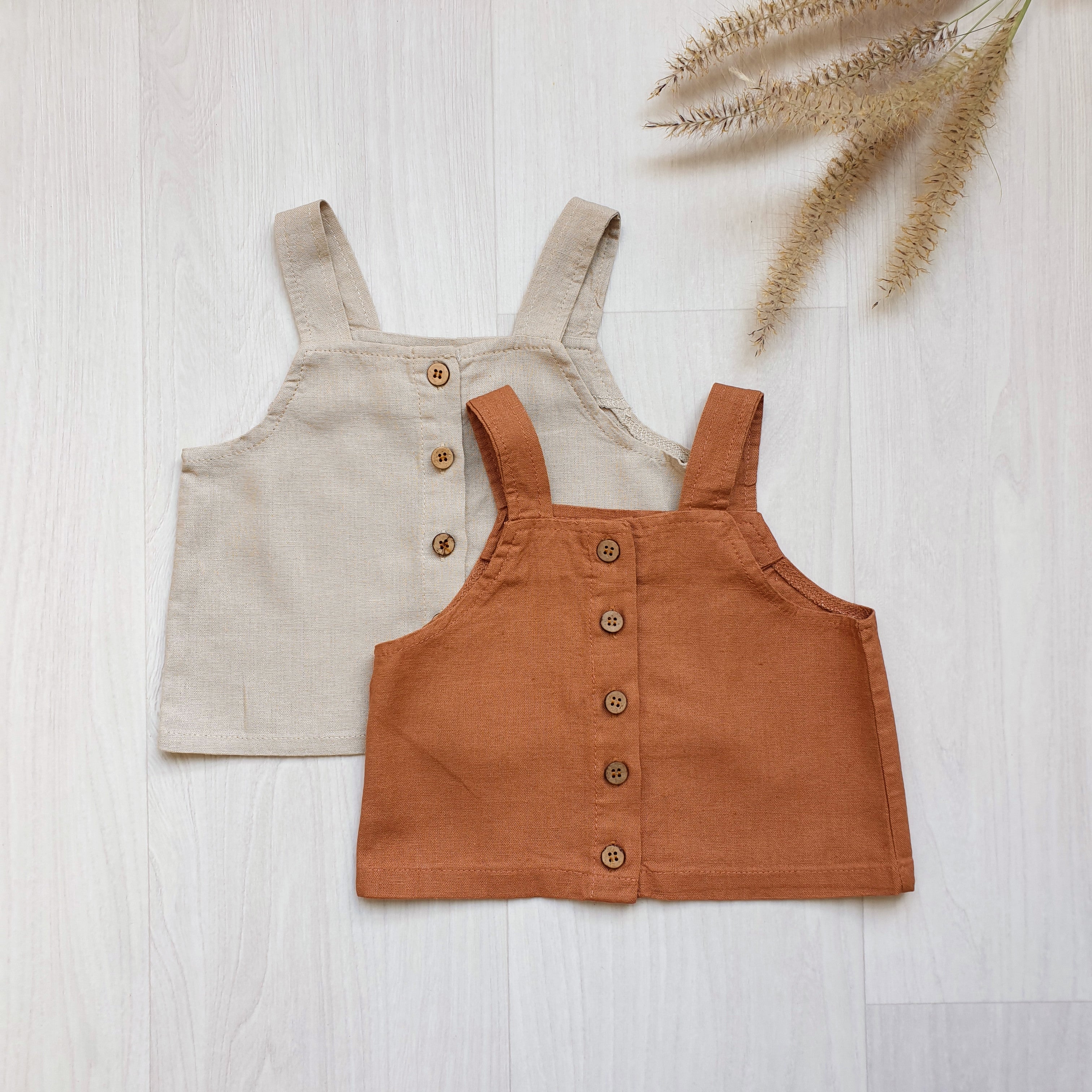 טופ מכופתר לבנות (בז') - PaPeony