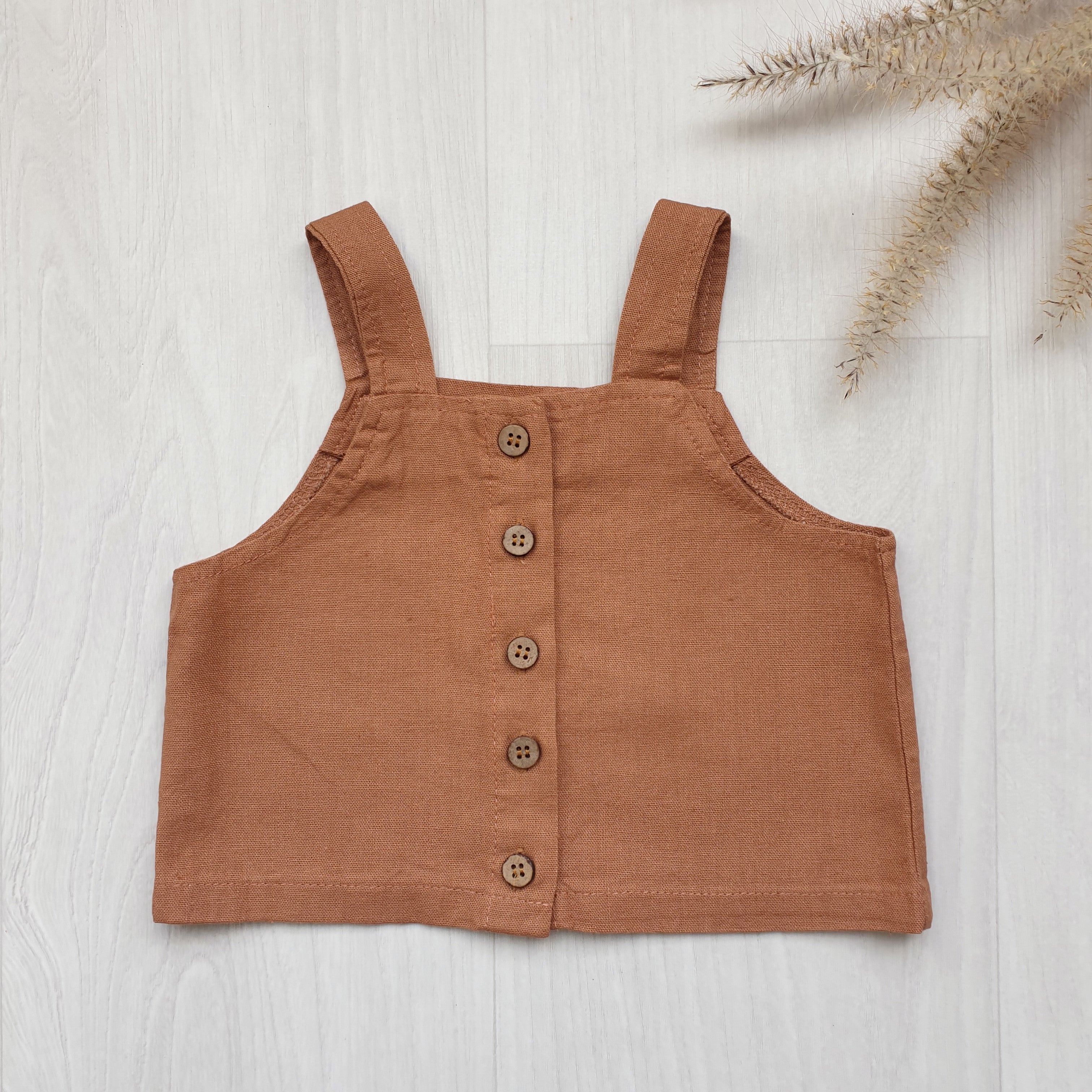 טופ מכופתר לבנות (בז') - PaPeony