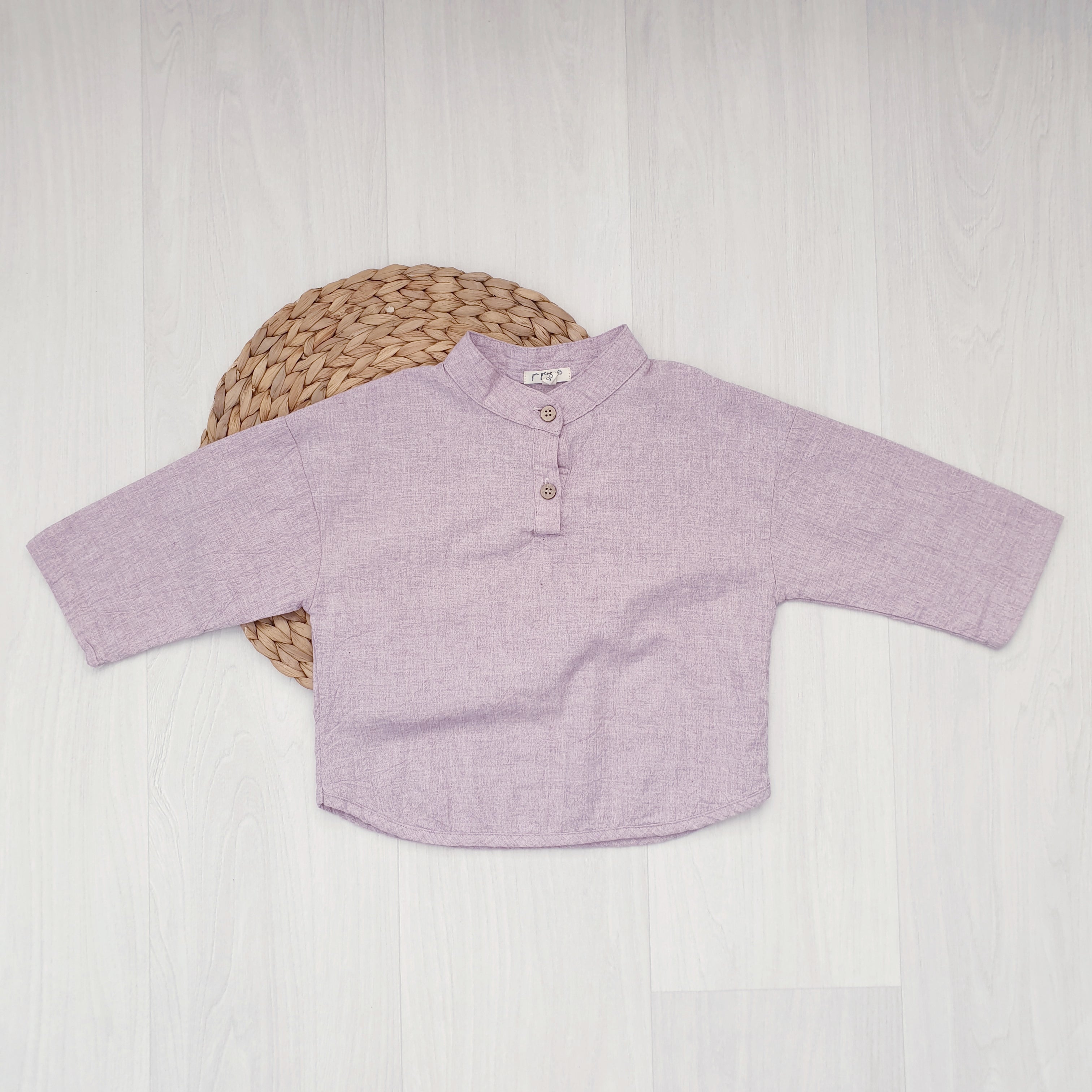 מכופתרת עם צווארון סיני (אפור) - PaPeony