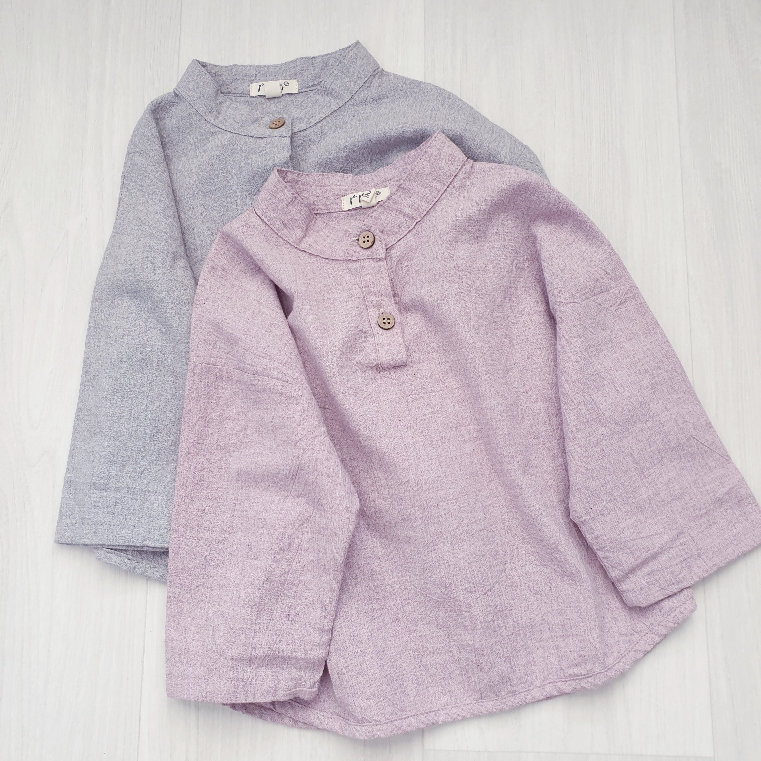 מכופתרת עם צווארון סיני (אפור) - PaPeony