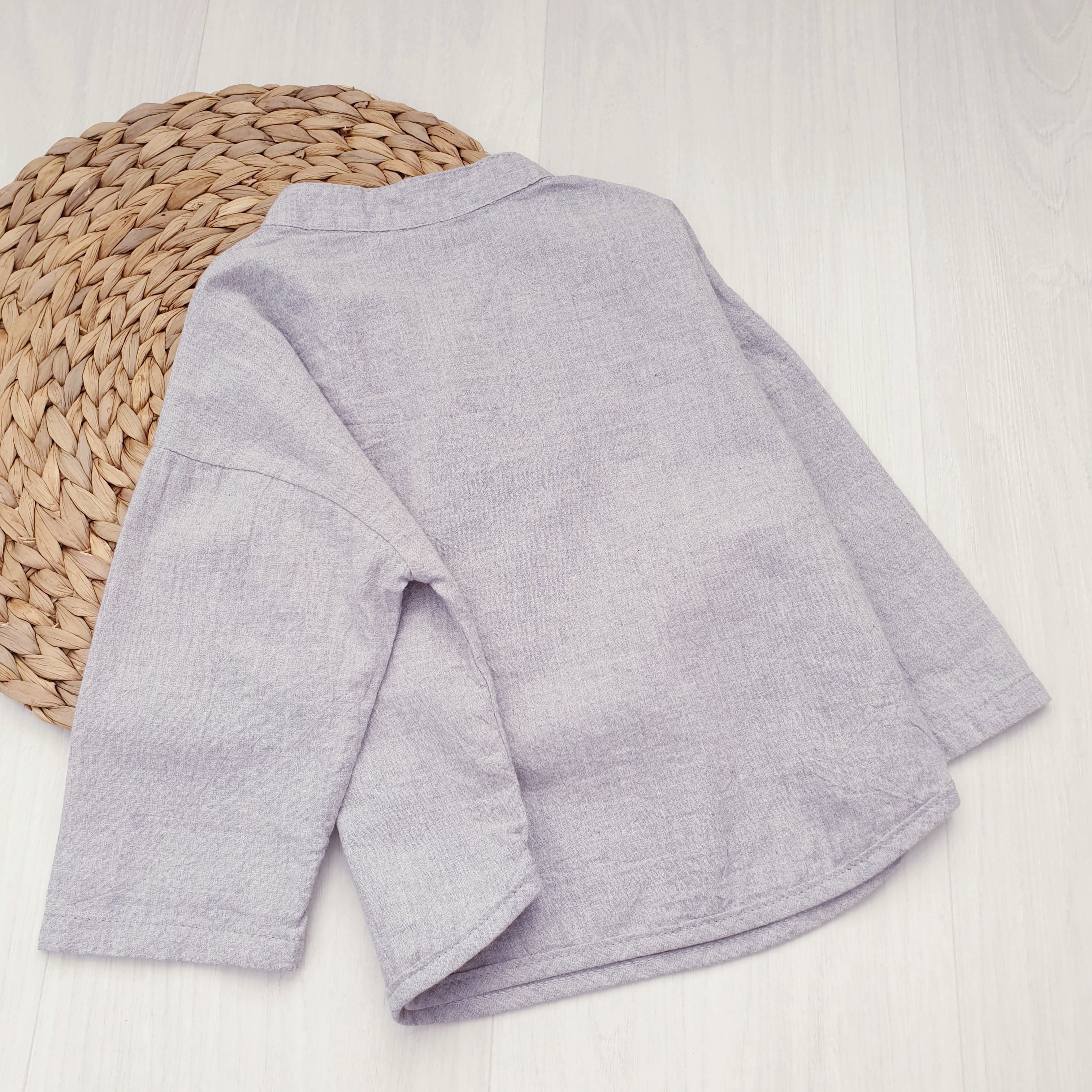 מכופתרת עם צווארון סיני (אפור) - PaPeony