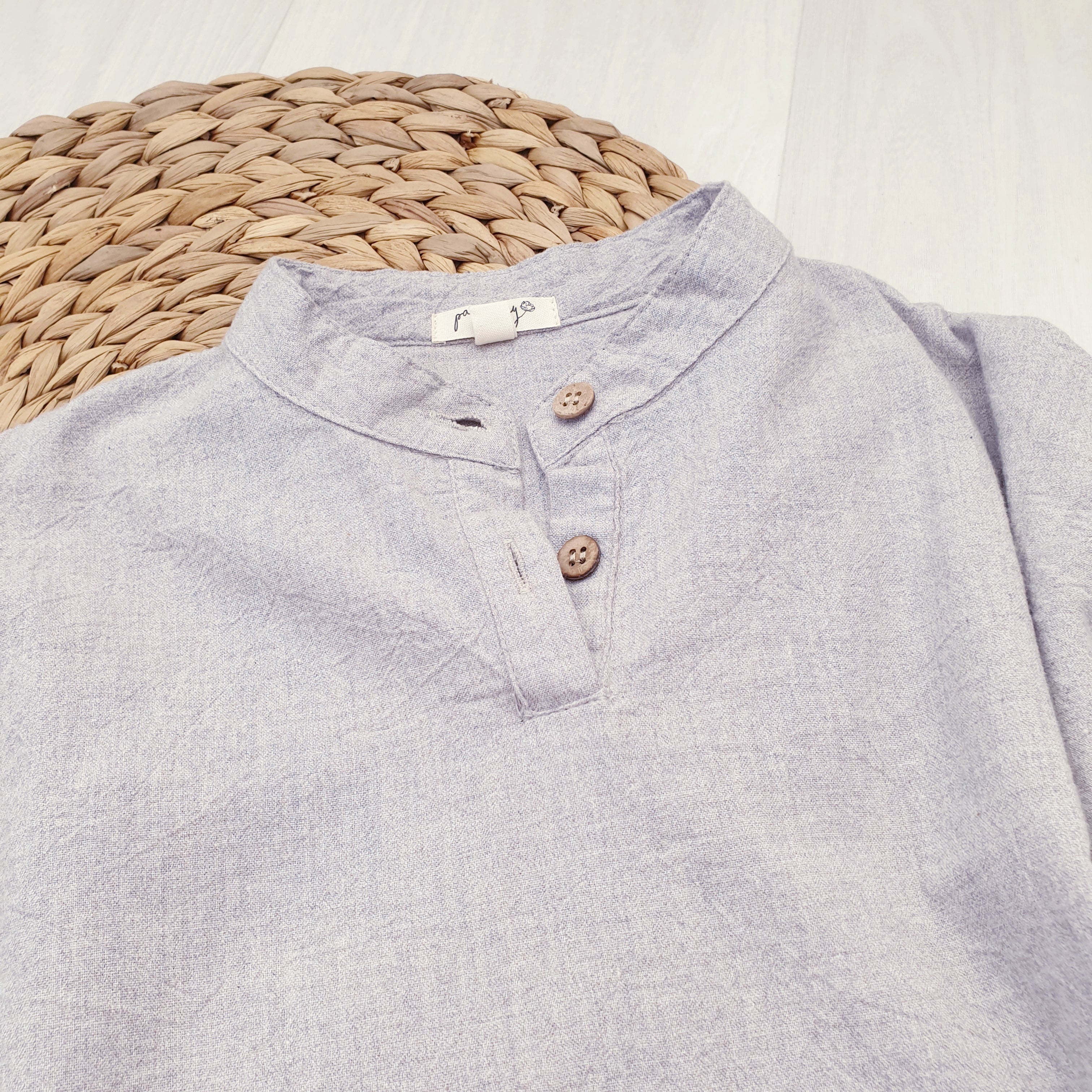 מכופתרת עם צווארון סיני (אפור) - PaPeony