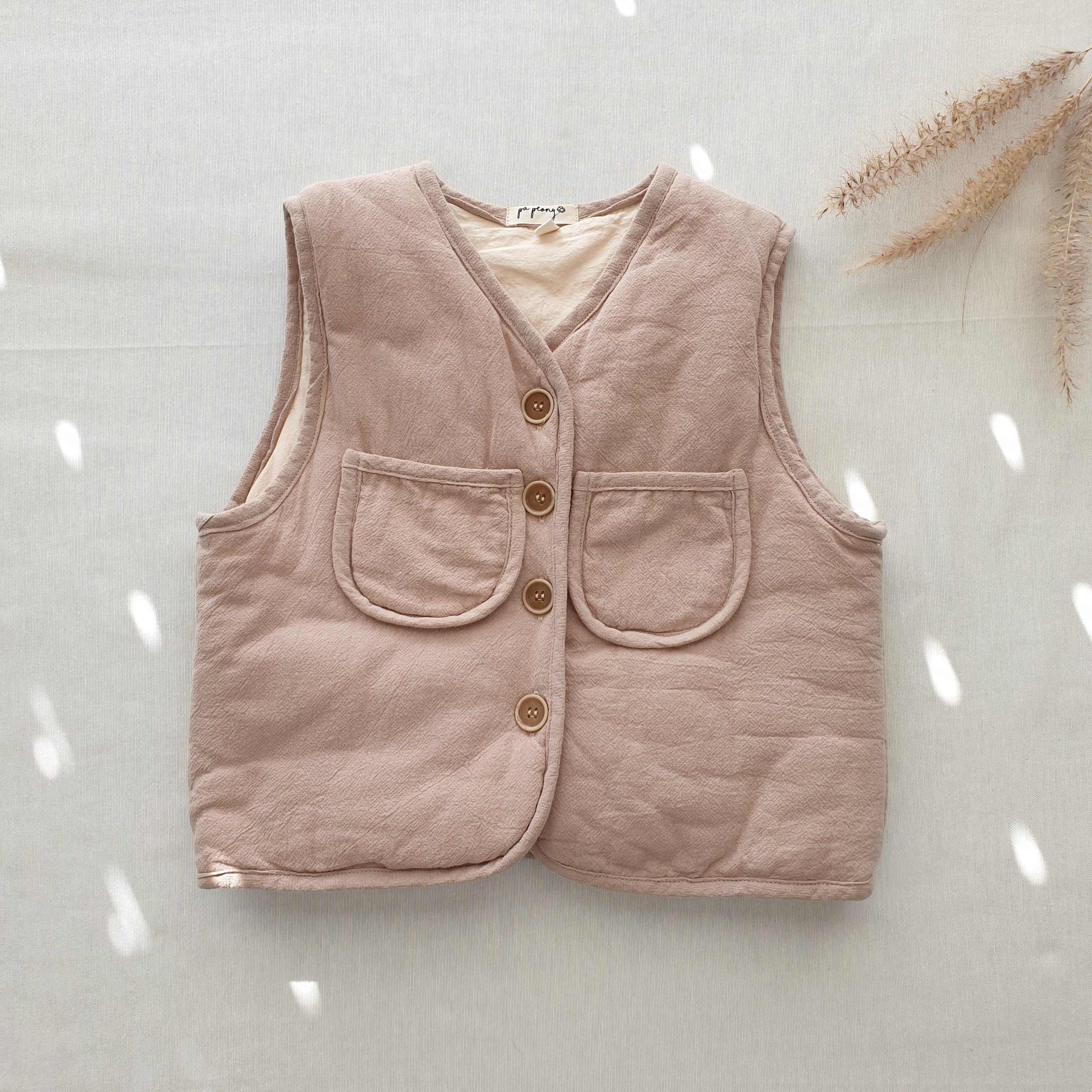 וסט מרופד בסגנון רטרו (קפה) - PaPeony