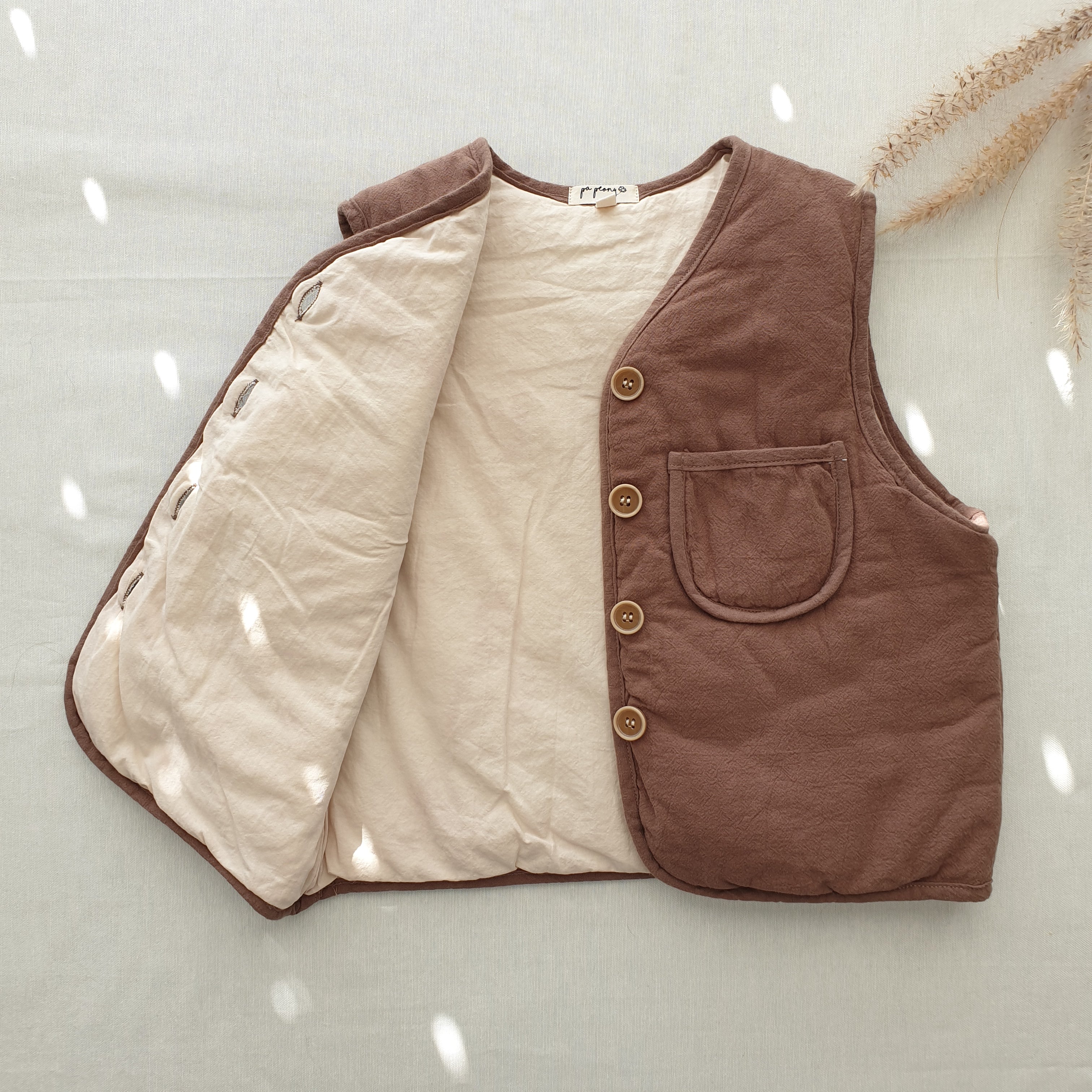 וסט מרופד בסגנון רטרו (קפה) - PaPeony