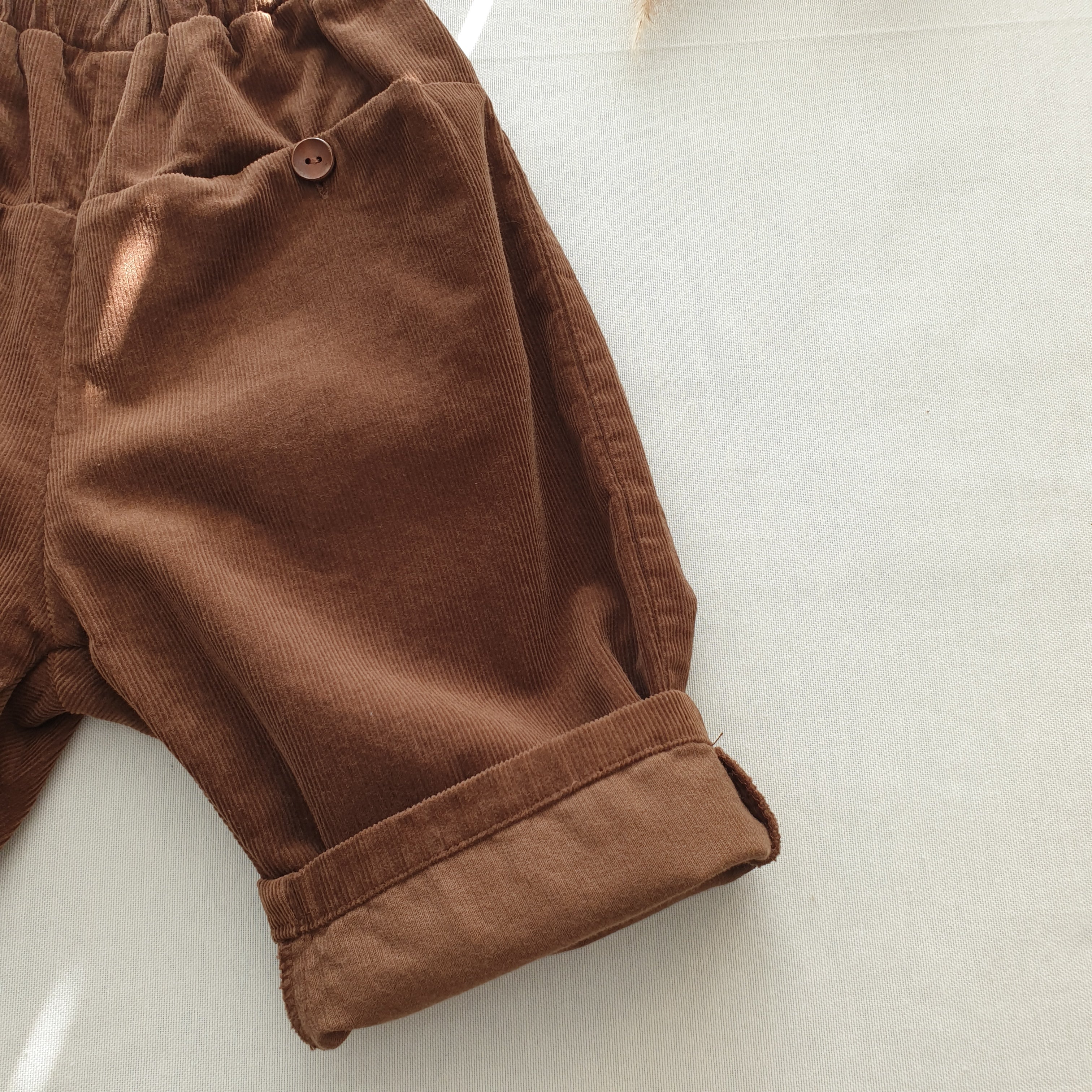 מכנסי קורדרוי רחבים (חום) - PaPeony
