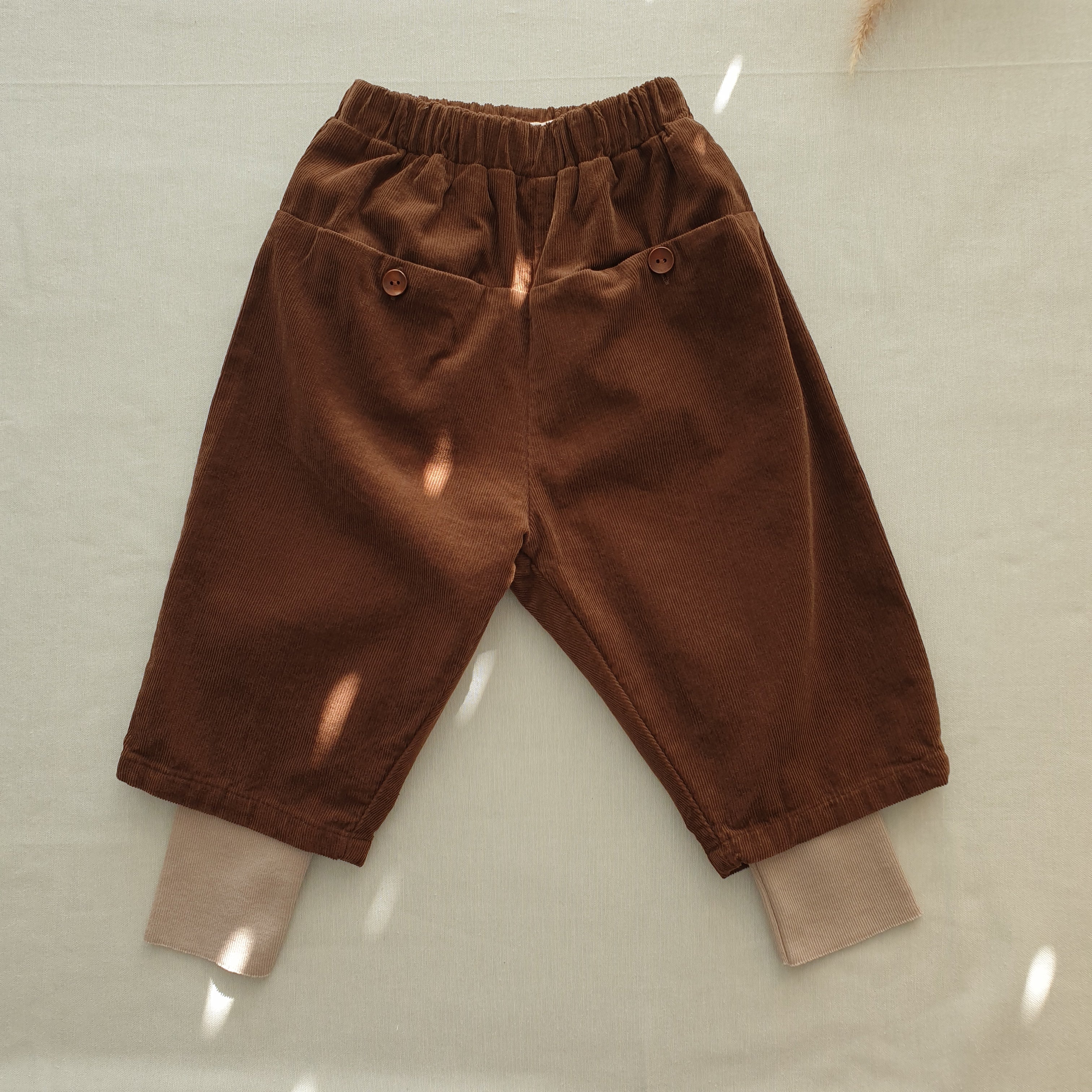 מכנסי קורדרוי רחבים (חום) - PaPeony
