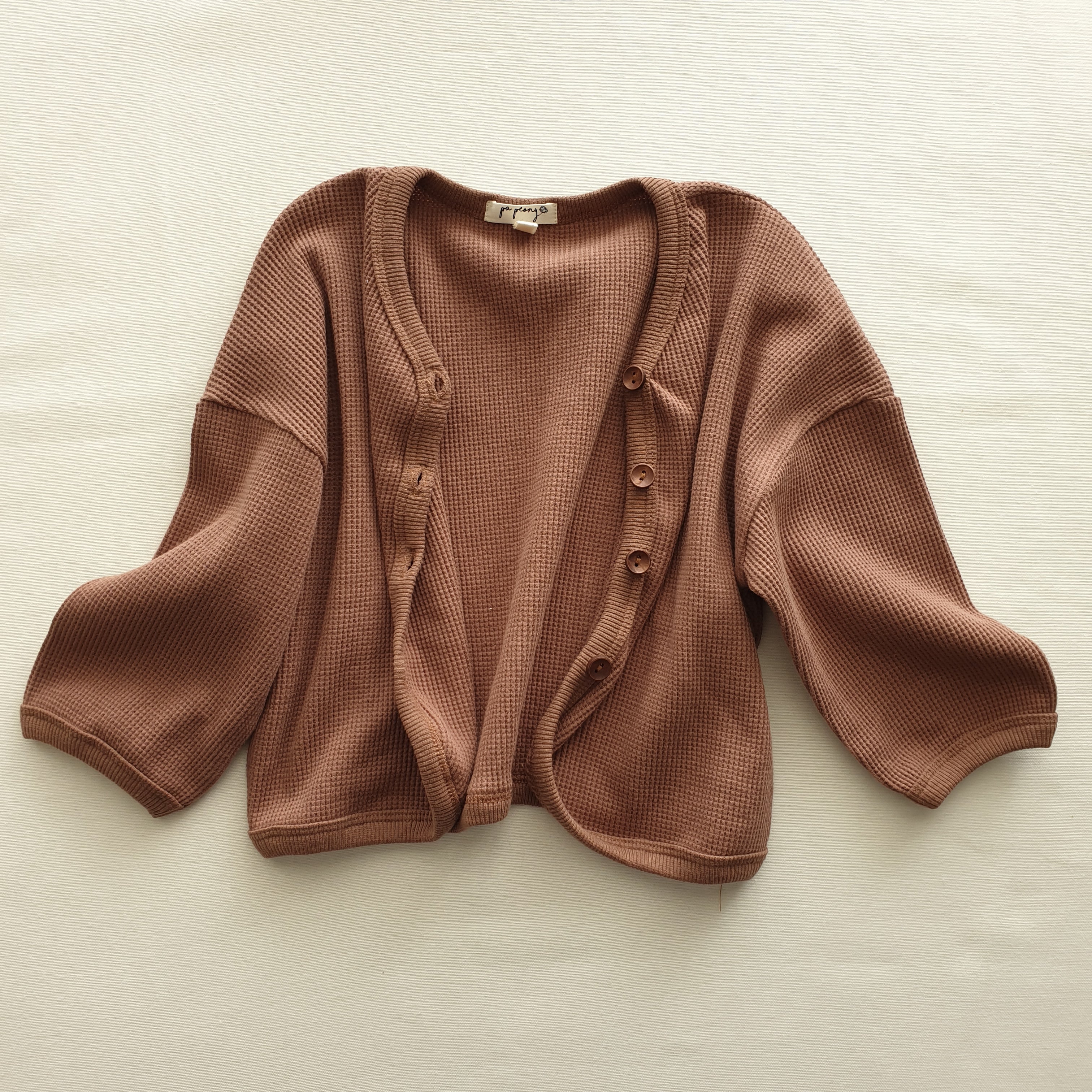 קרדיגן דק בד וופל (קפה) - PaPeony