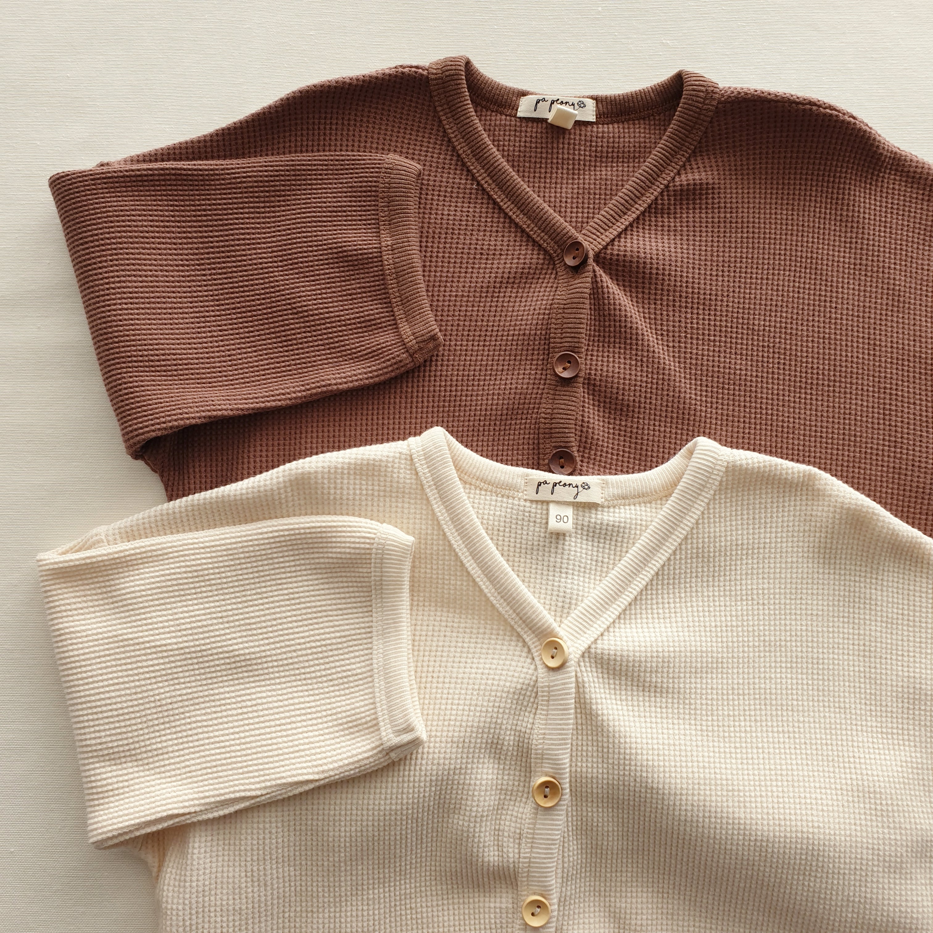 קרדיגן דק בד וופל (קפה) - PaPeony