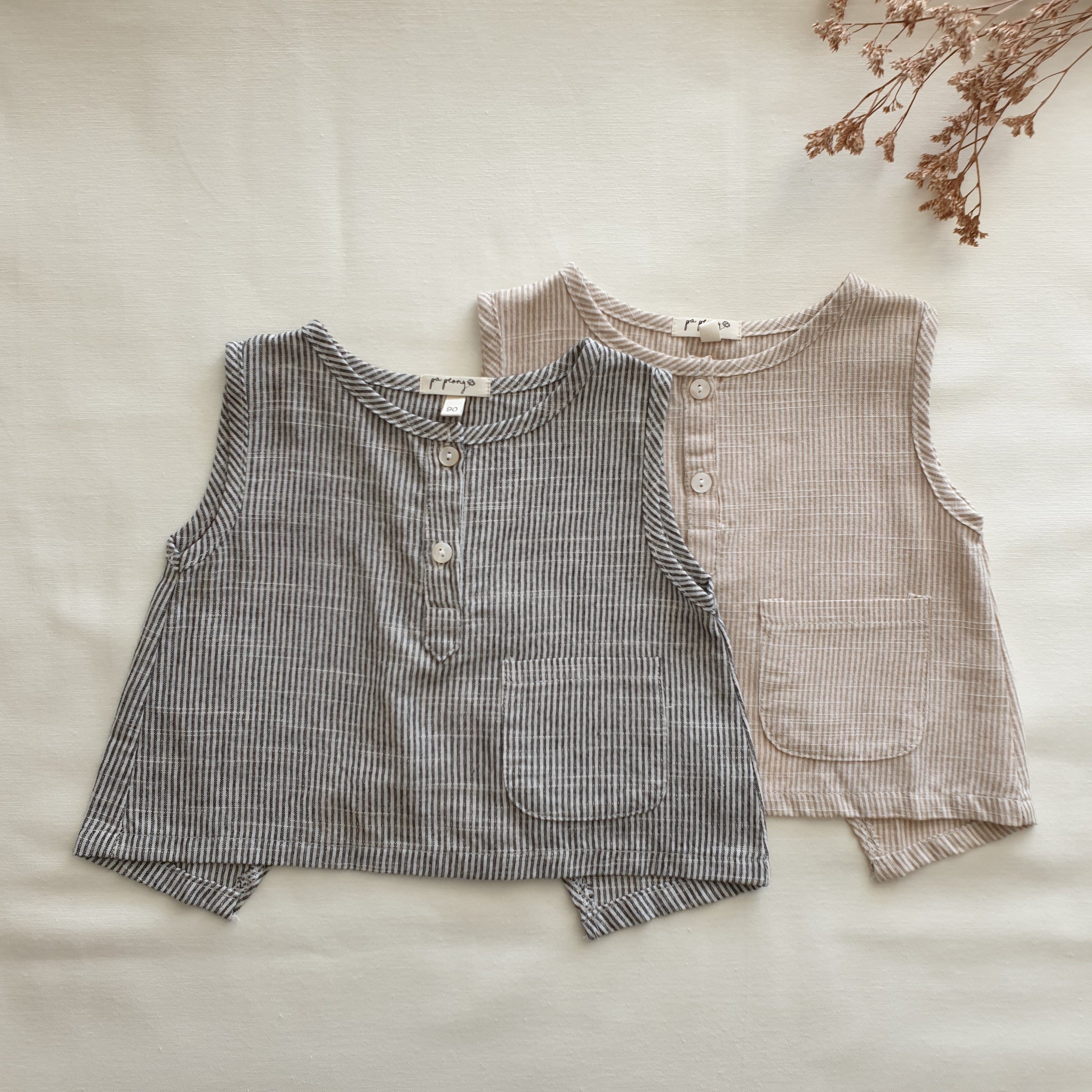 גופית פשתן עם שסע בגב (פס בזי) - PaPeony