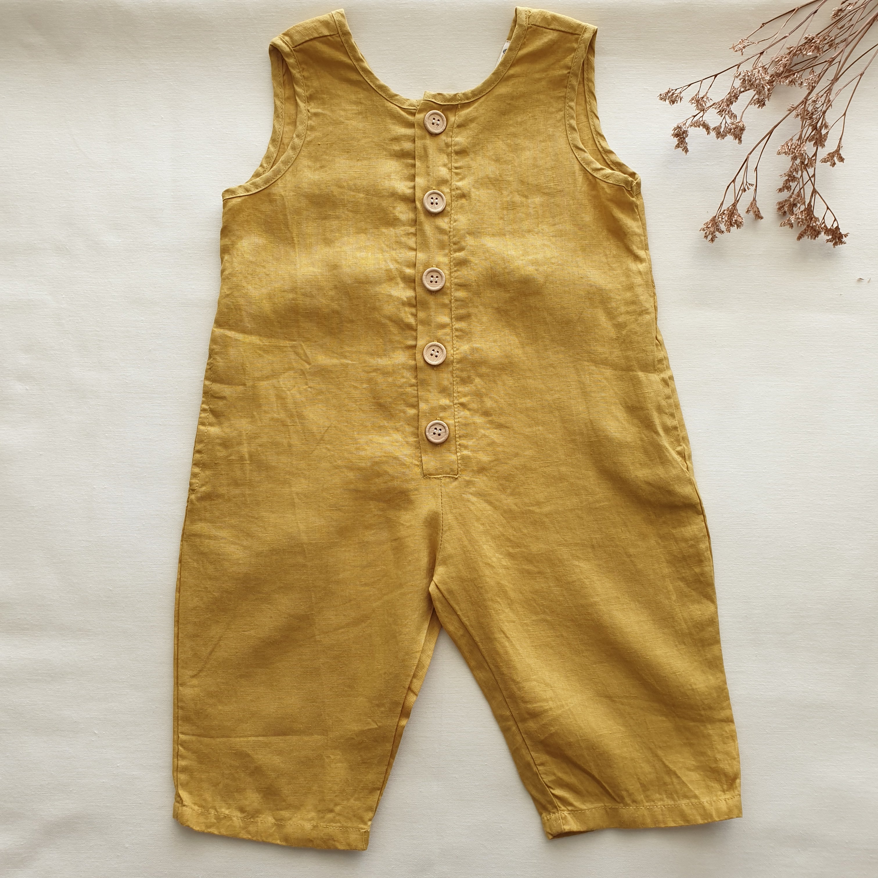 אוברול פשתן קיצי (חרדל) - PaPeony