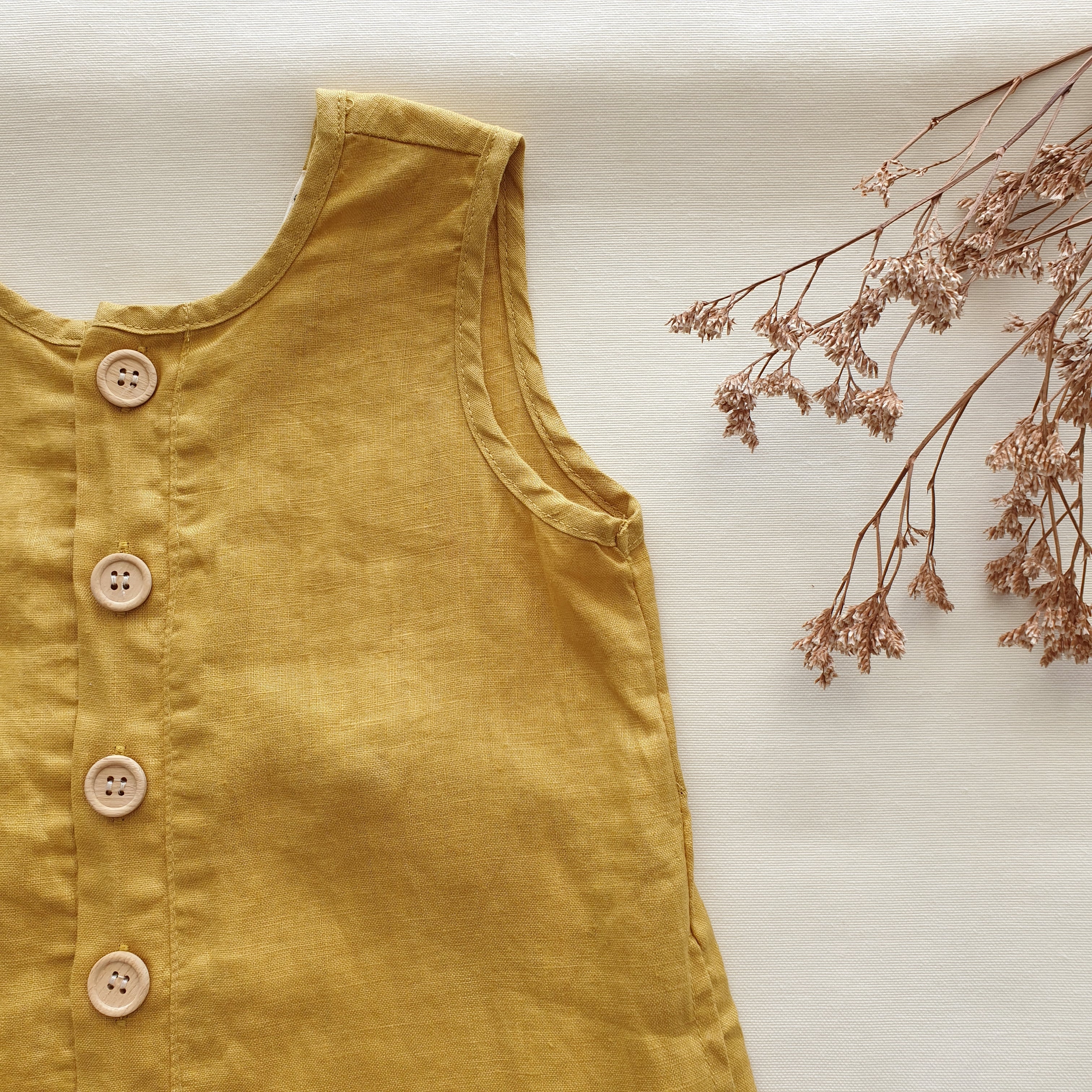 אוברול פשתן קיצי (חרדל) - PaPeony