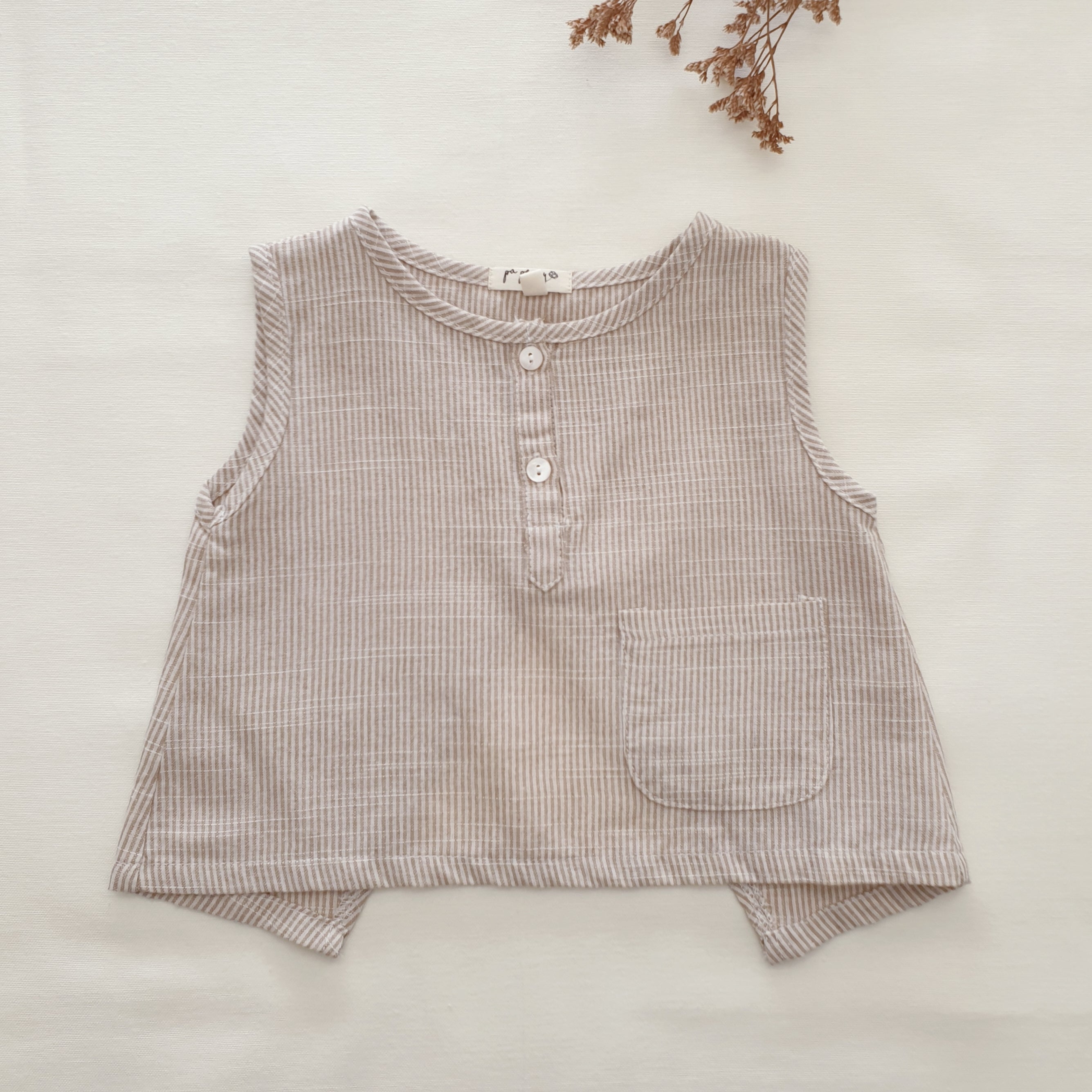 גופית פשתן עם שסע בגב (פס בזי) - PaPeony