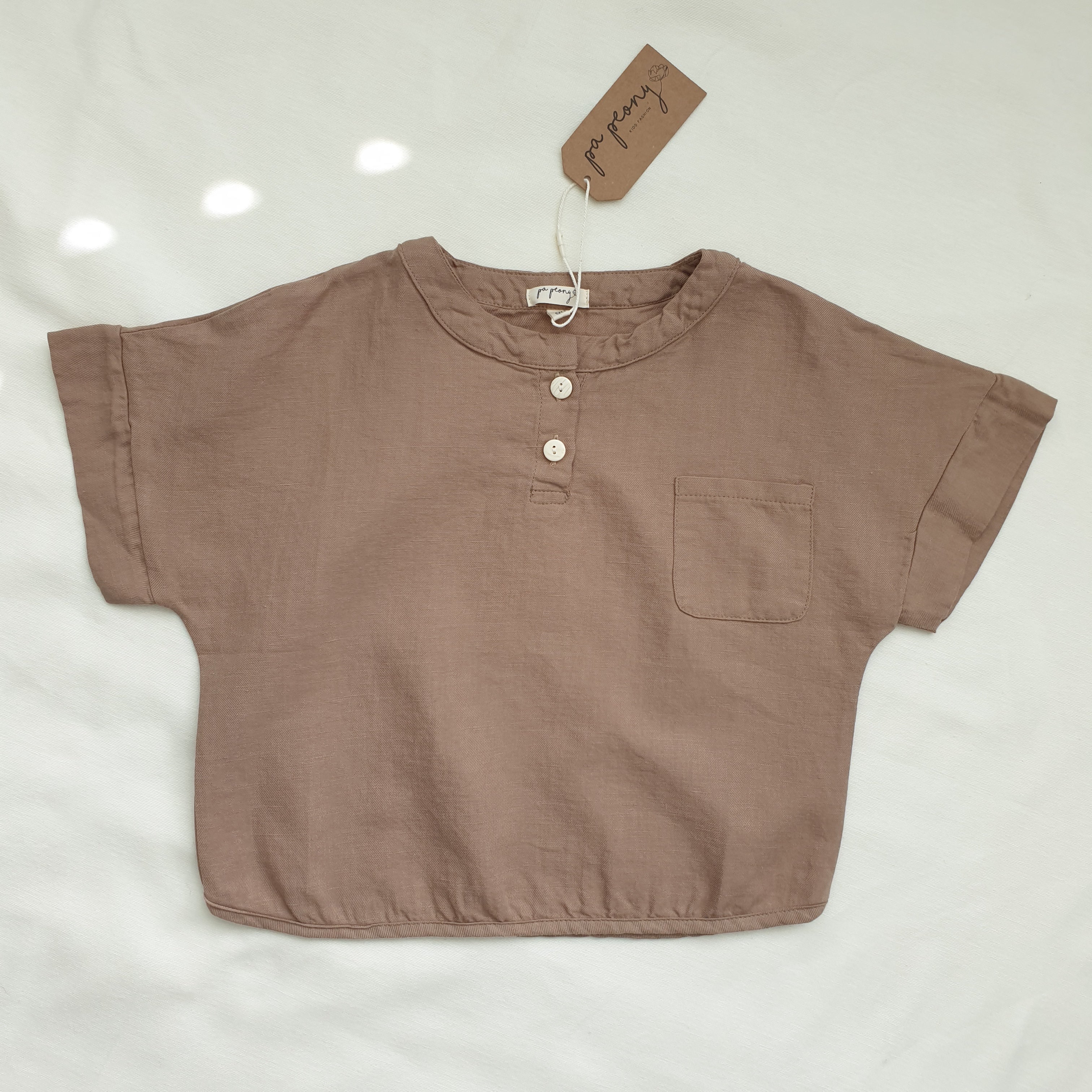 חולצת אריג שרוול קצר (לבן) - PaPeony