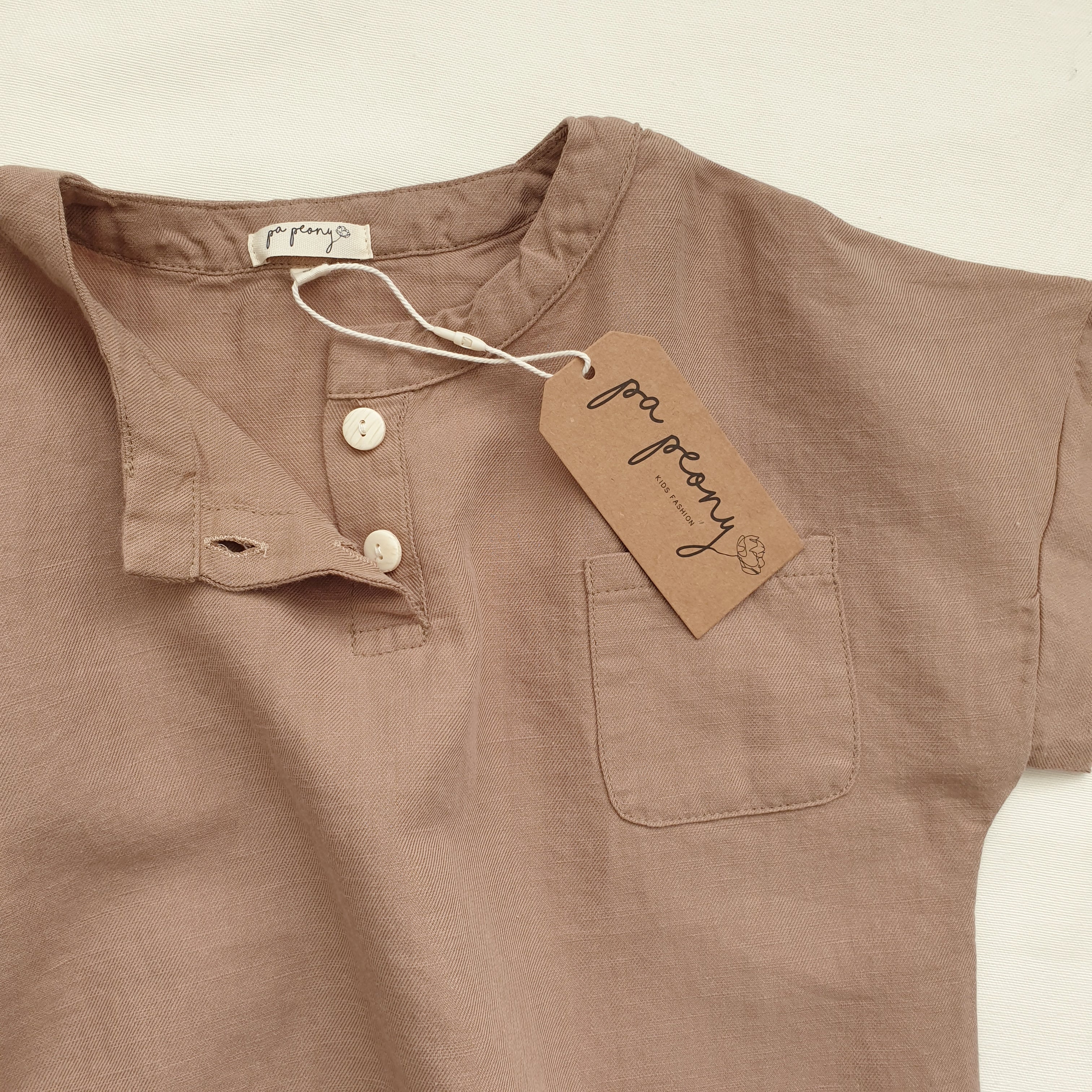 חולצת אריג שרוול קצר (לבן) - PaPeony