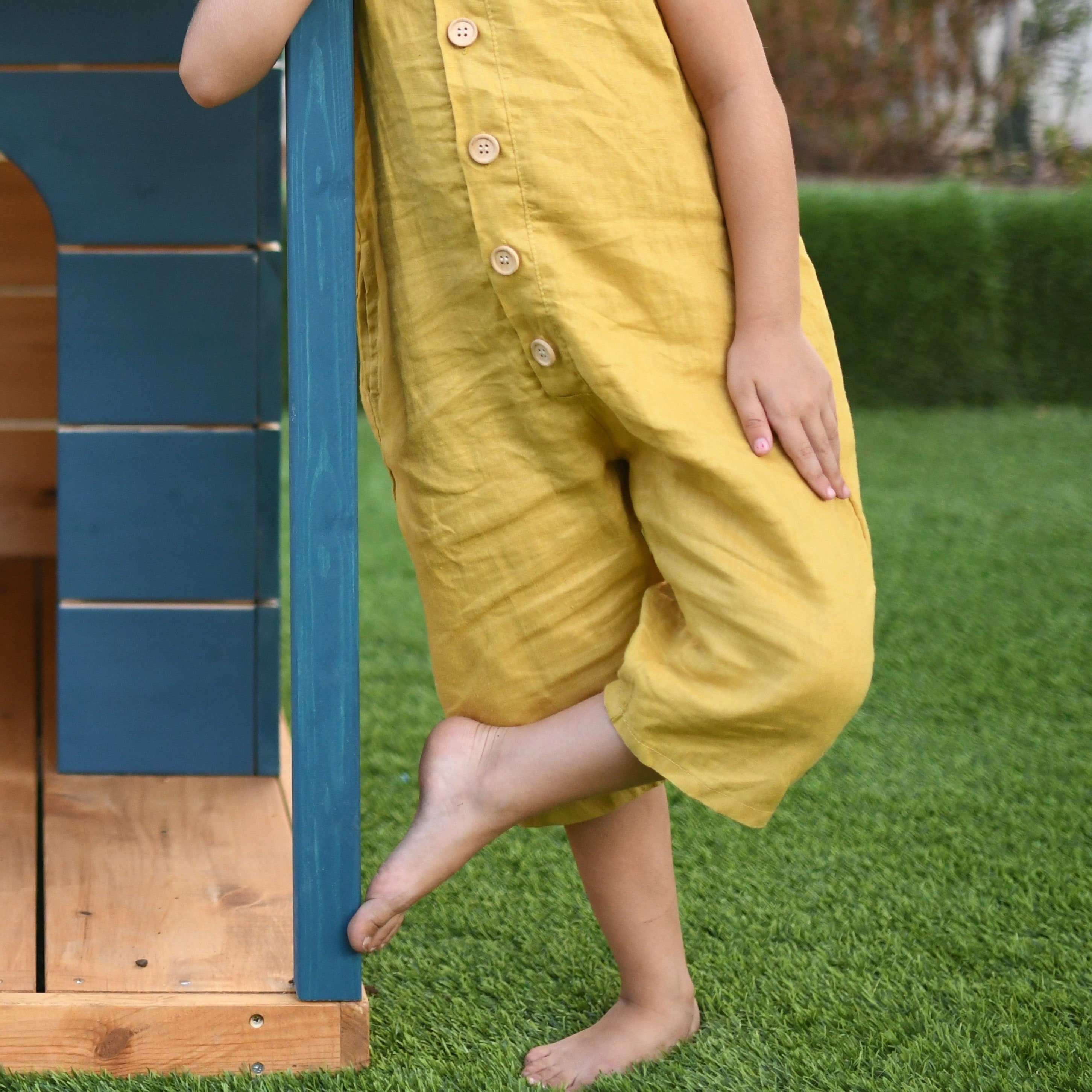 אוברול פשתן קיצי (חרדל) - PaPeony