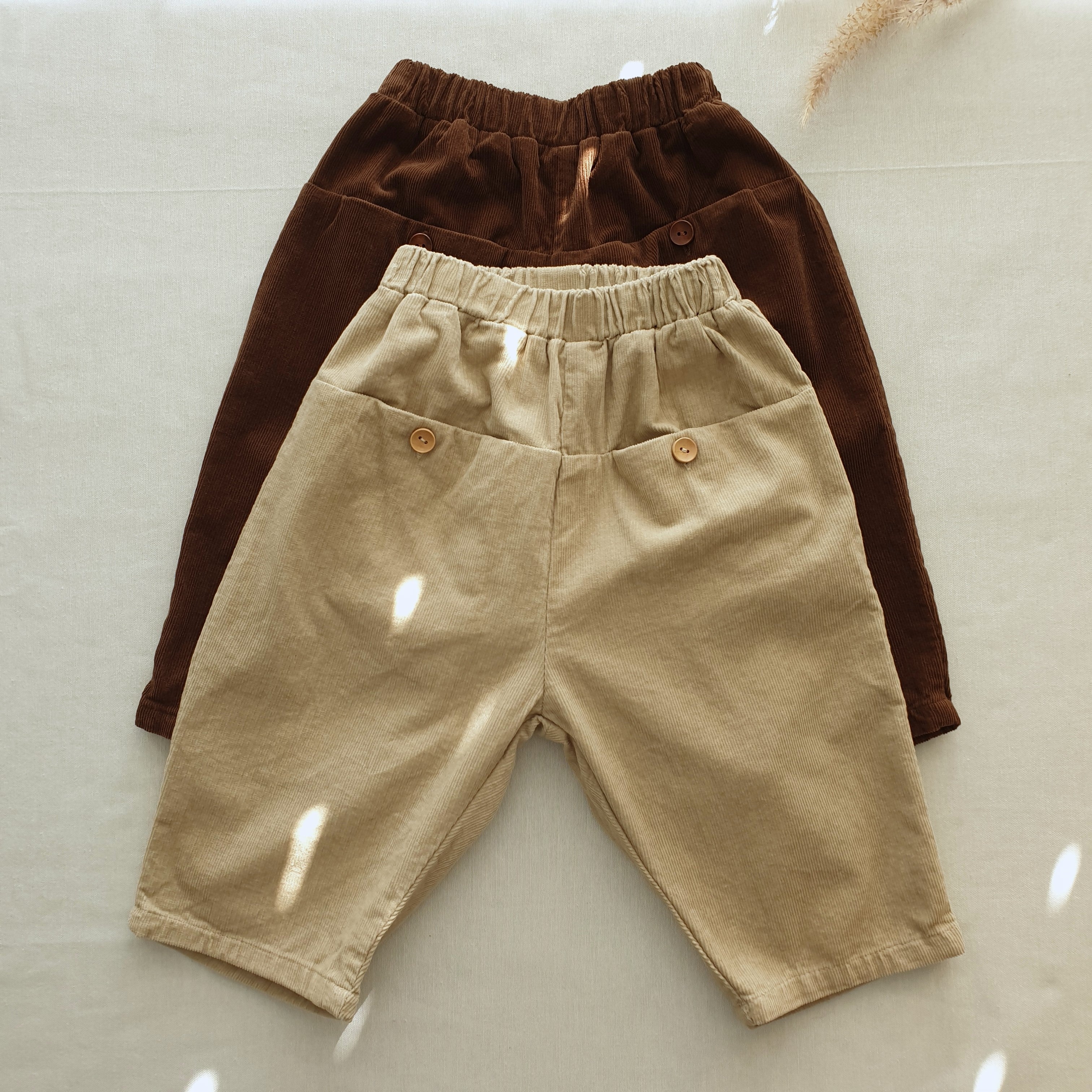 מכנסי קורדרוי רחבים (חום) - PaPeony