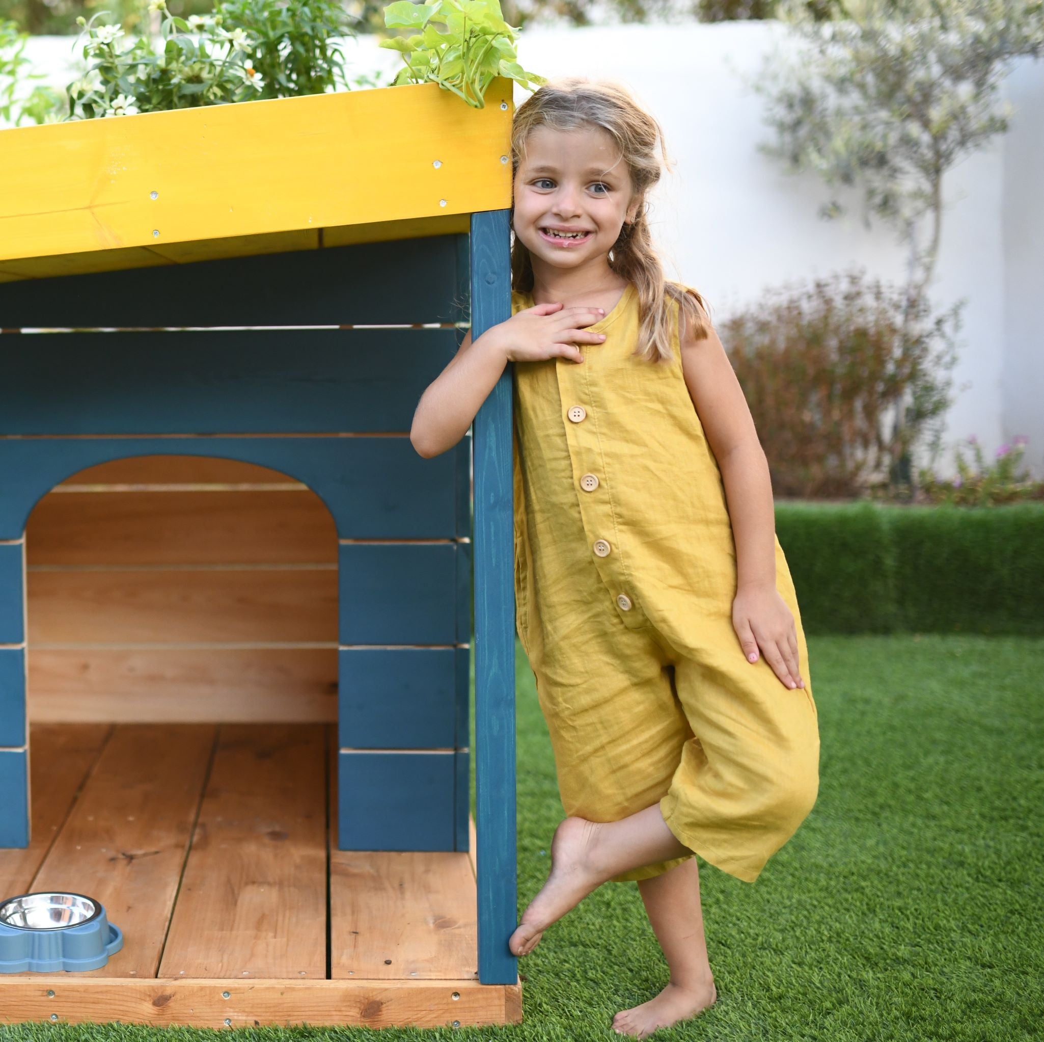 אוברול פשתן קיצי (חרדל) - PaPeony