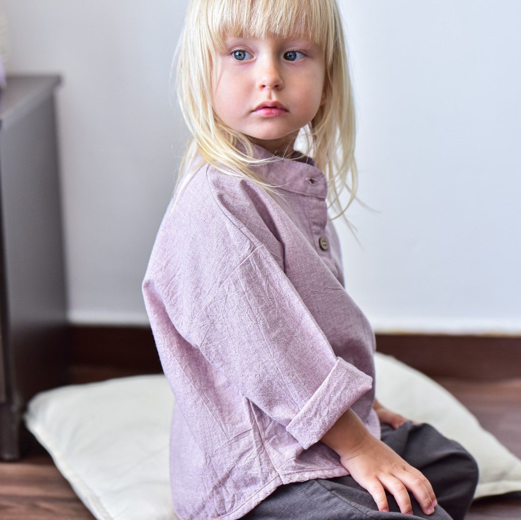 מכופתרת עם צווארון סיני (אפור) - PaPeony