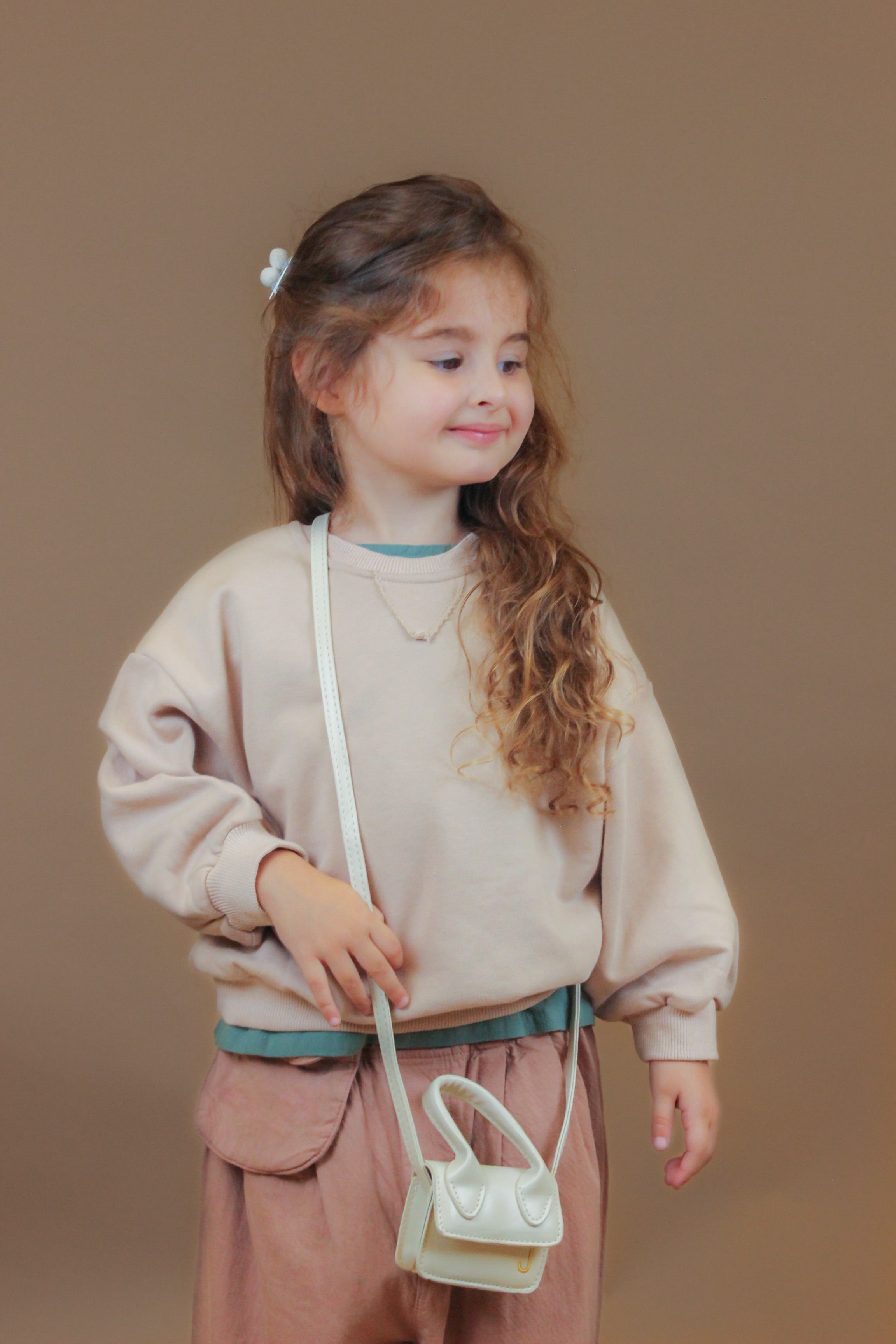 סווטשירט חלק שרוול עטלף (קרם) - PaPeony