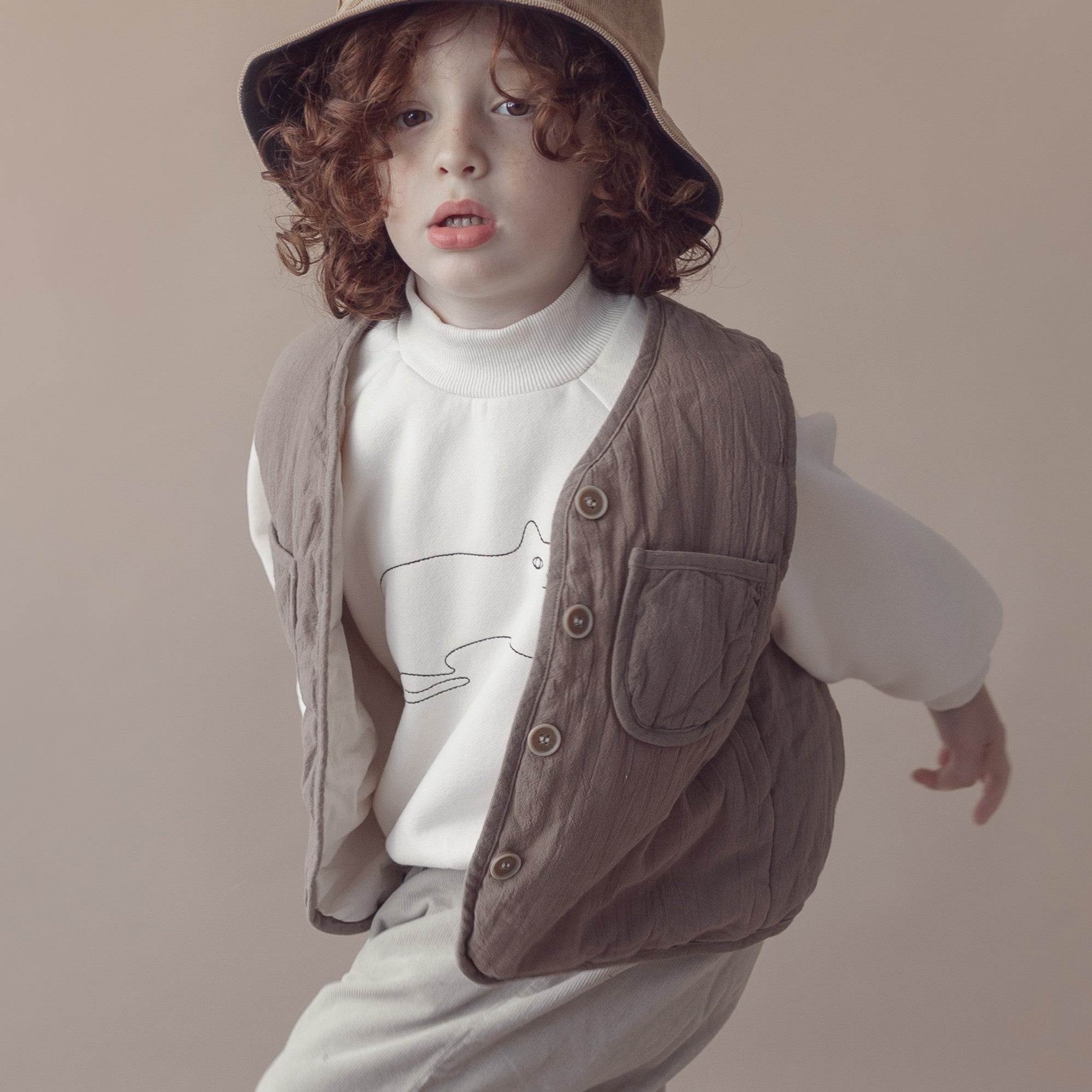 וסט מרופד בסגנון רטרו (קפה) - PaPeony