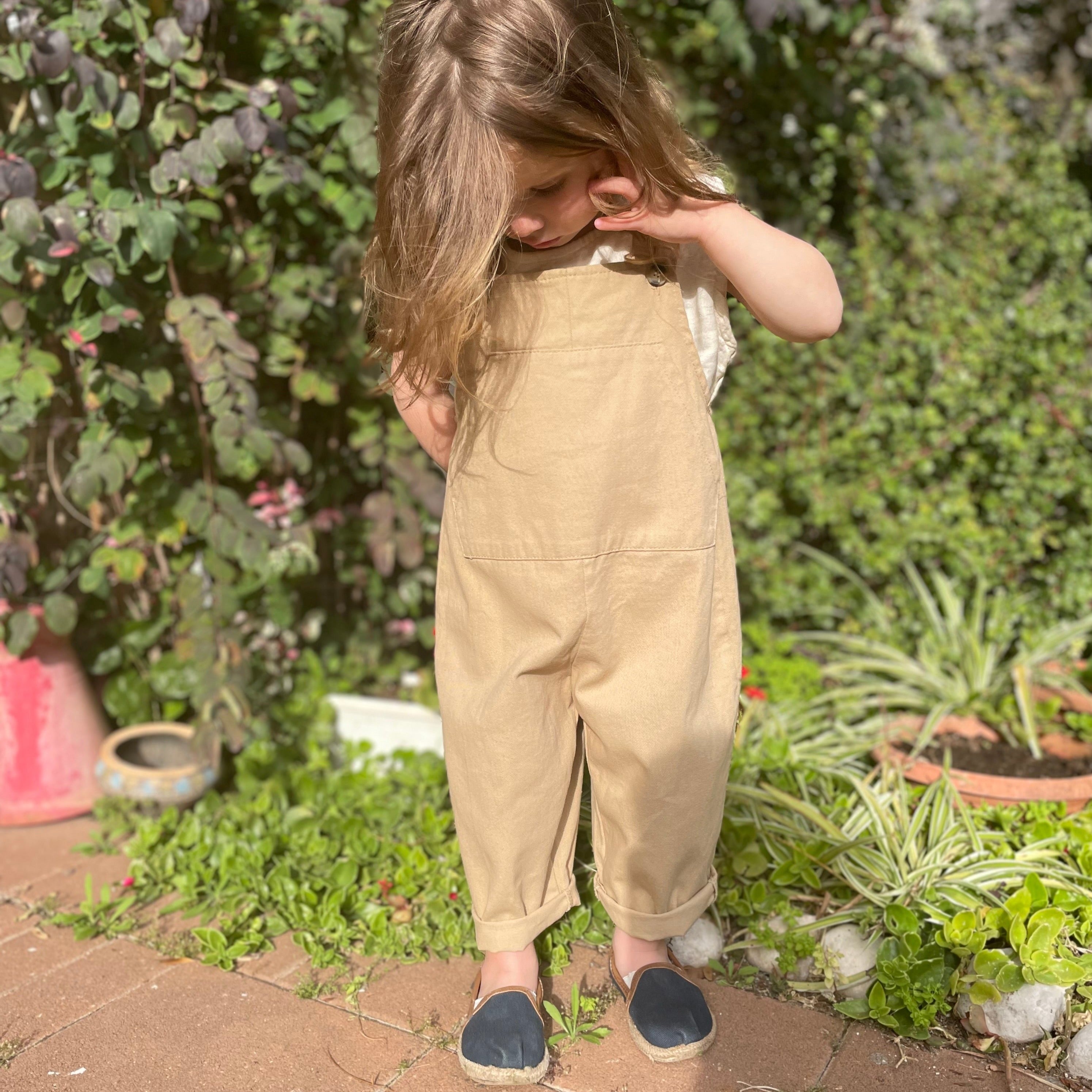 אוברול בז' מבד ג'ינס - PaPeony