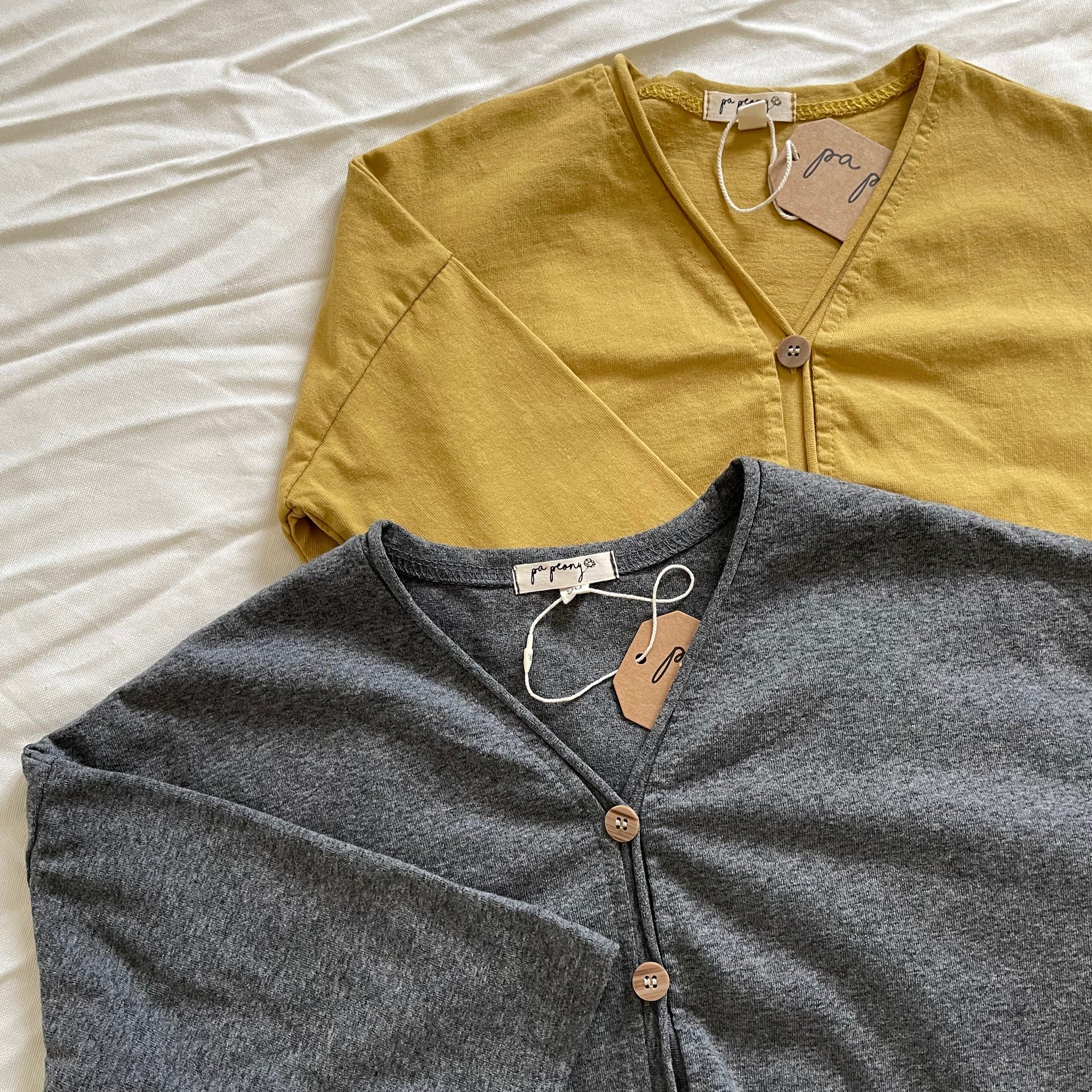 קרדיגן עם שוליים גולמיים (חרדל) - PaPeony