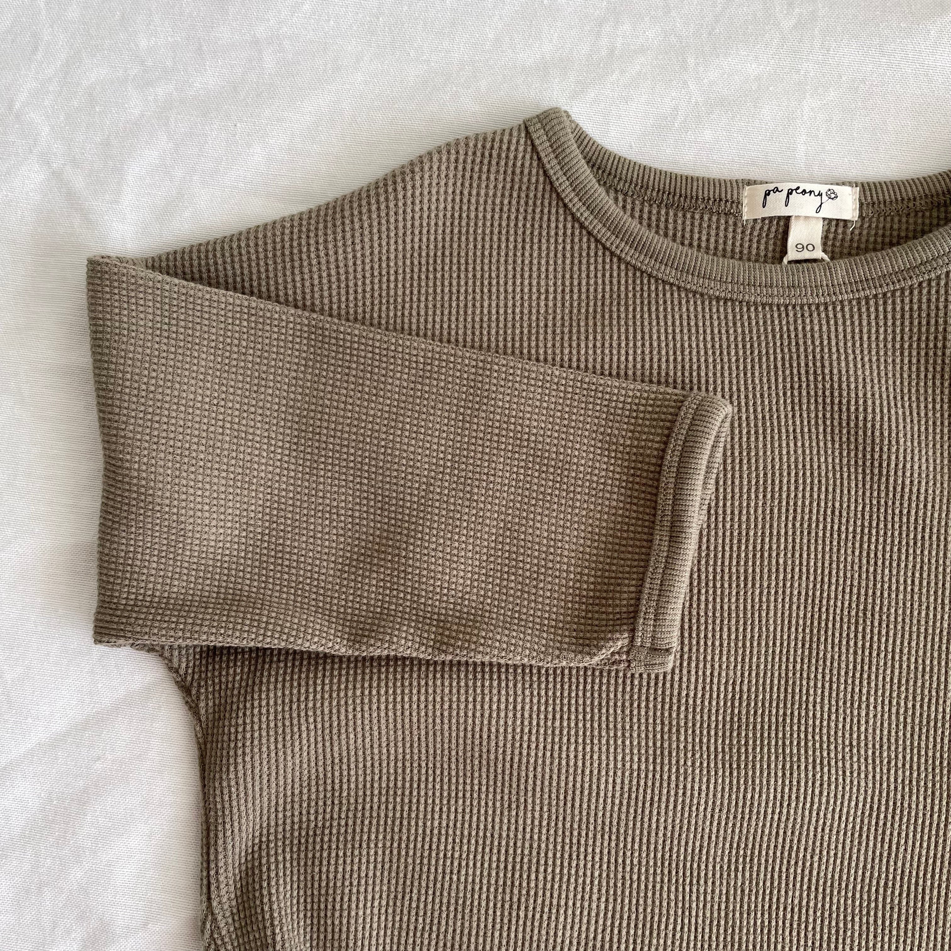 חולצת טי חורפית מבד וופל (שמנת) - PaPeony