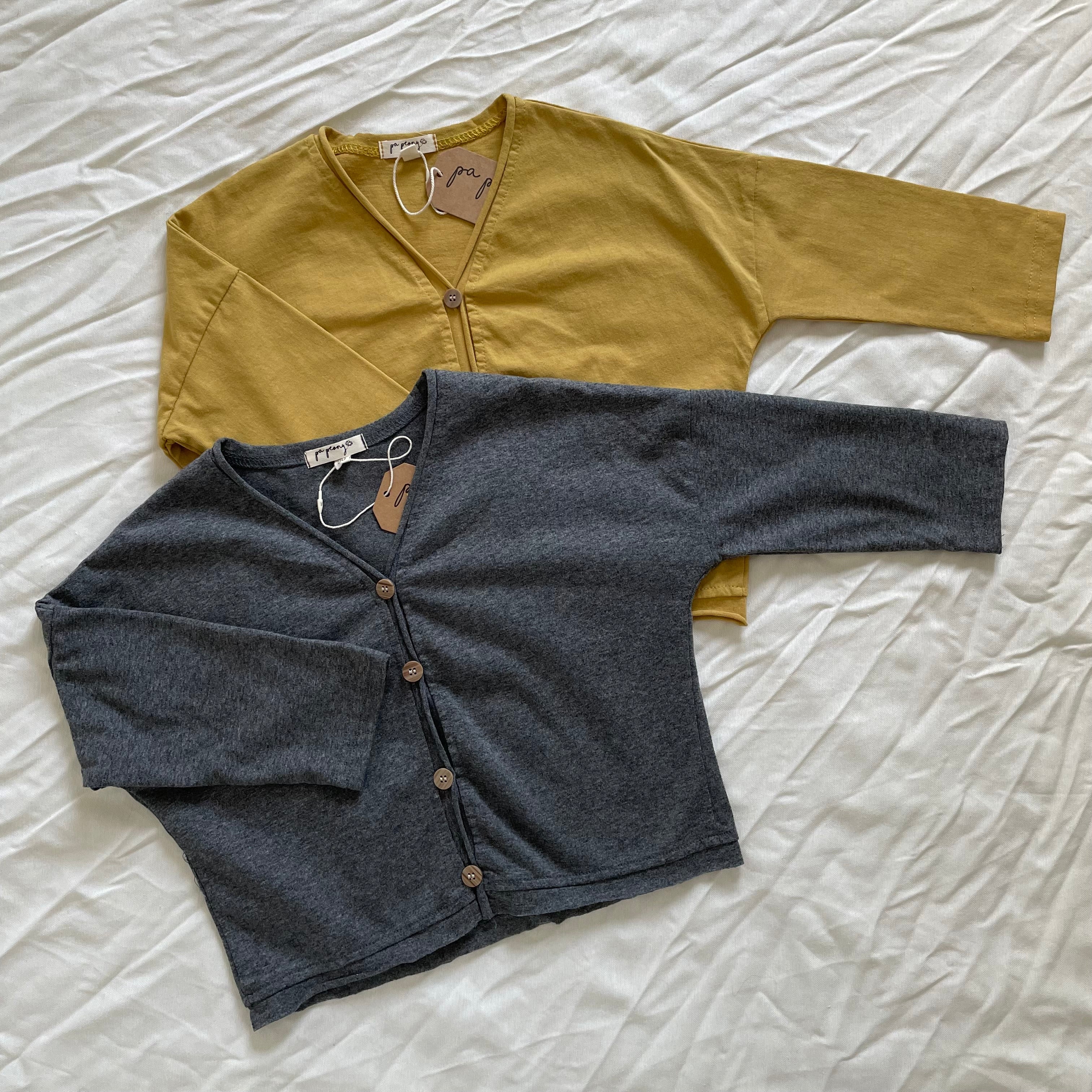 קרדיגן עם שוליים גולמיים (אפור מלאנג׳) - PaPeony