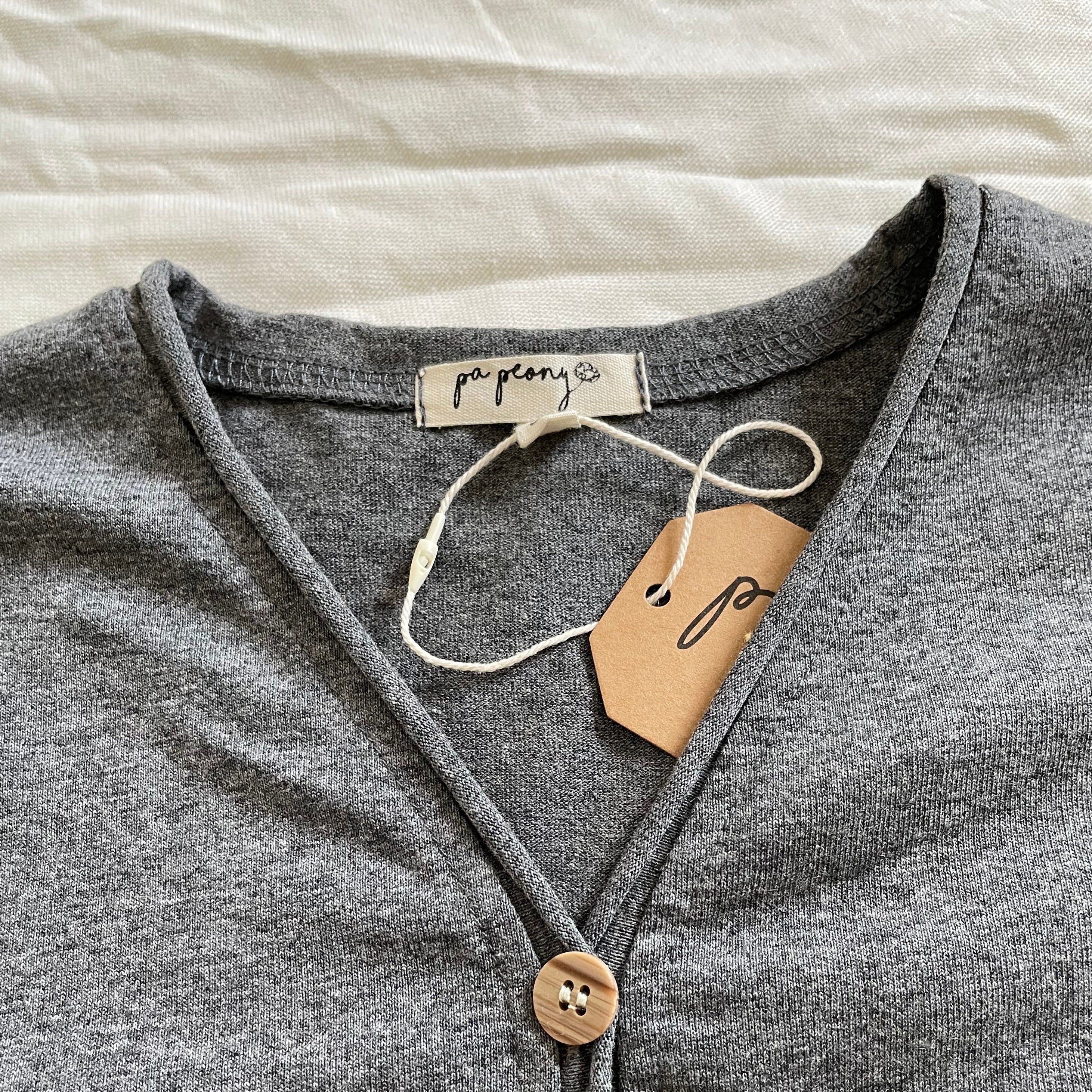 קרדיגן עם שוליים גולמיים (אפור מלאנג׳) - PaPeony