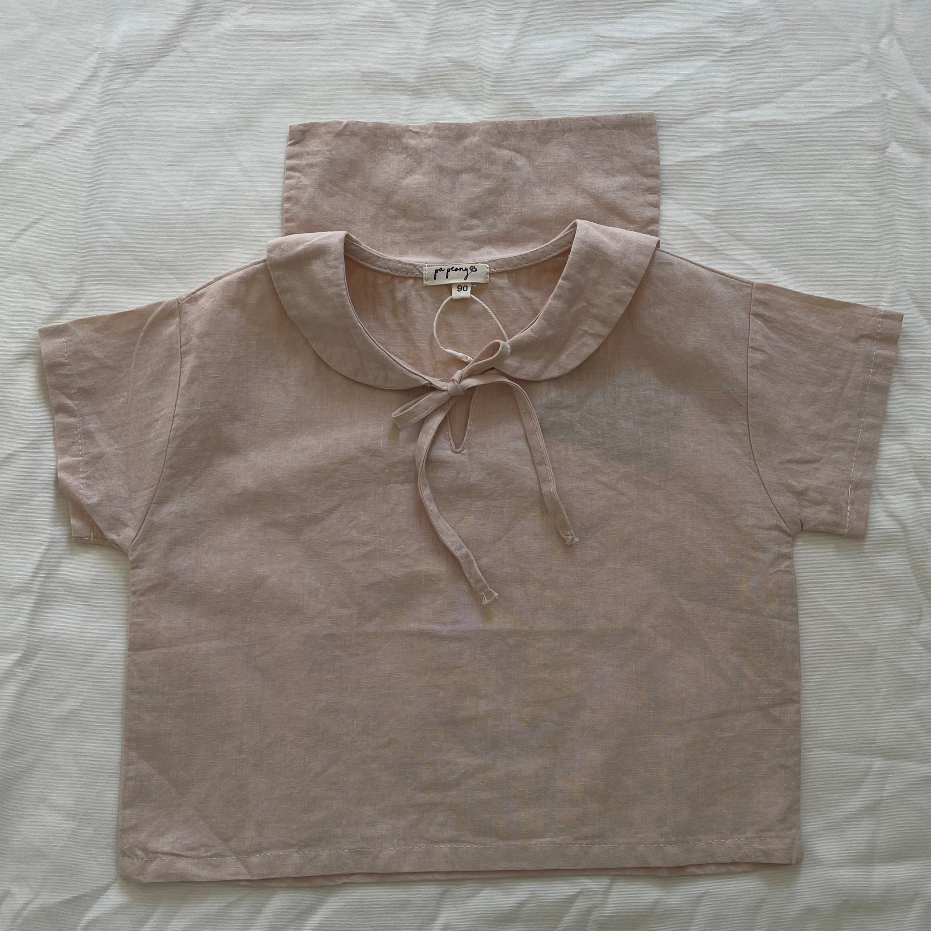 חולצת פשתן צווארון ארוך "טל" - PaPeony