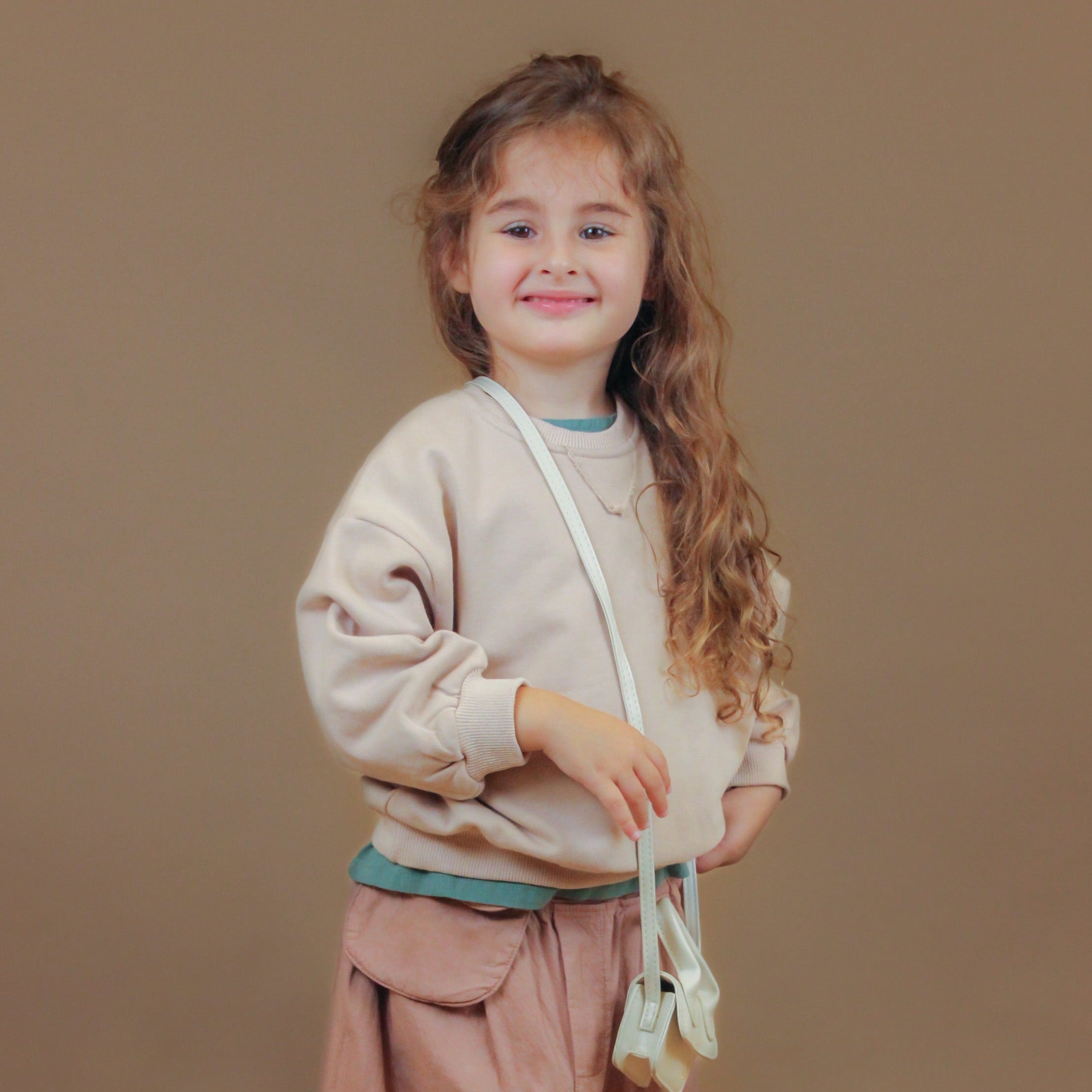 סווטשירט חלק שרוול עטלף (קרם) - PaPeony