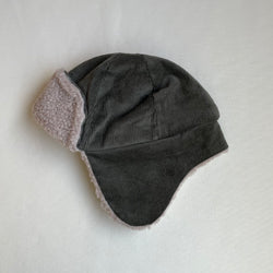 כובע טייסים קורדרוי (אפור) - PaPeony