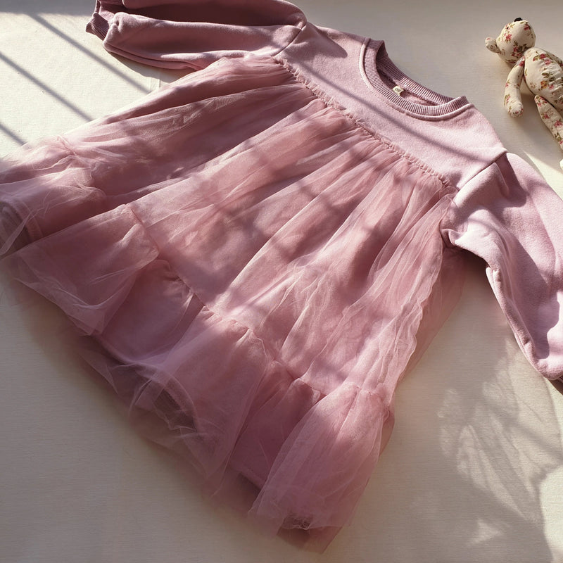 שמלת פוטר עם עיטור טול (ורוד-סגול) - PaPeony