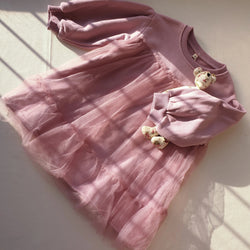 שמלת פוטר עם עיטור טול (ורוד-סגול) - PaPeony