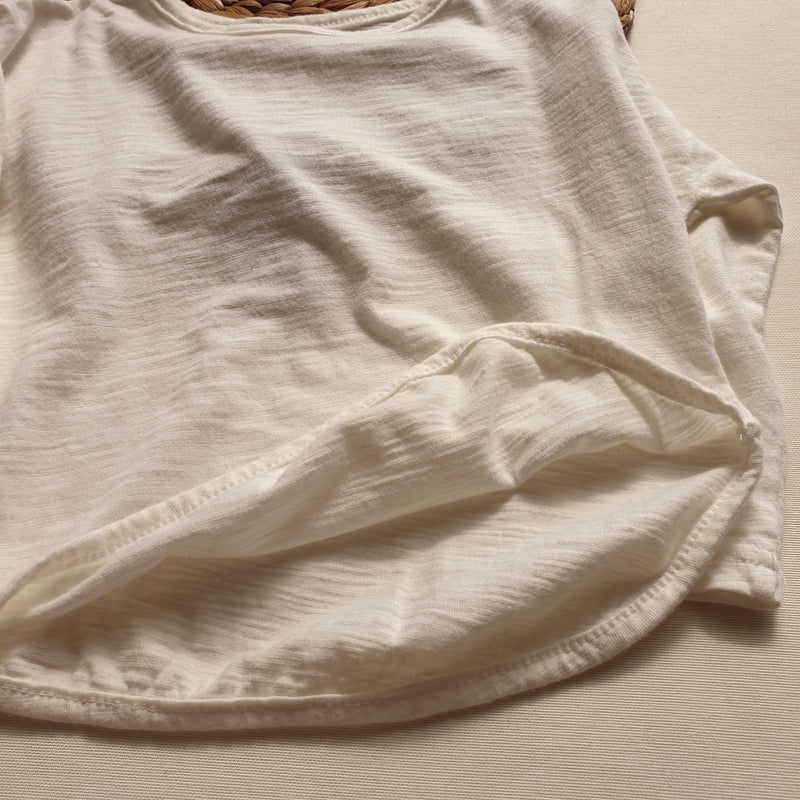 חולצת טי שרוול ארוך צווארון עגול (לבן) - PaPeony