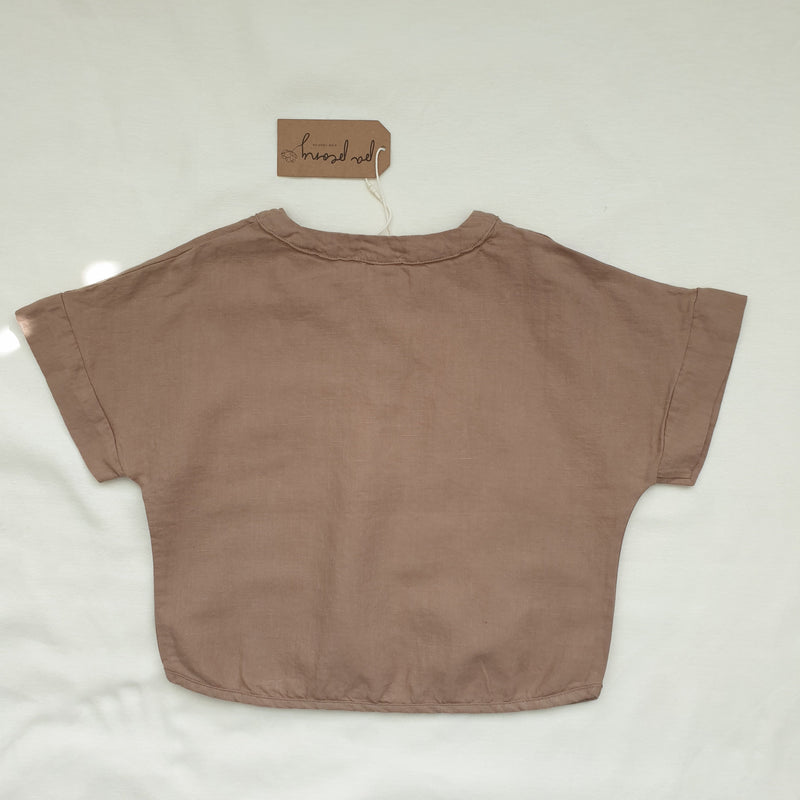 חולצת אריג שרוול קצר (חקי כהה) - PaPeony
