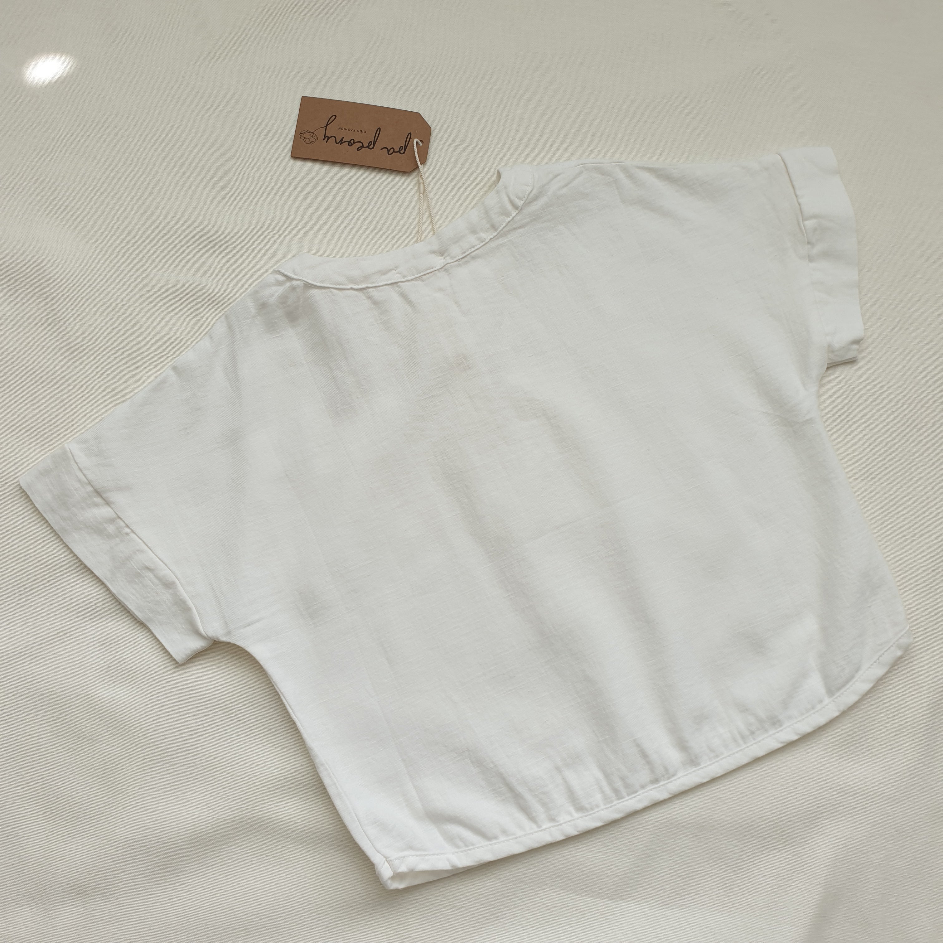 חולצת אריג שרוול קצר (לבן) - PaPeony