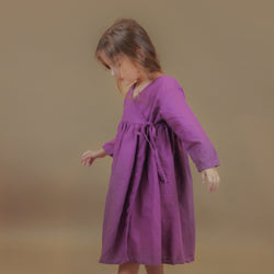 שמלת מעטפת מכותנה ופשתן (סגול) - PaPeony