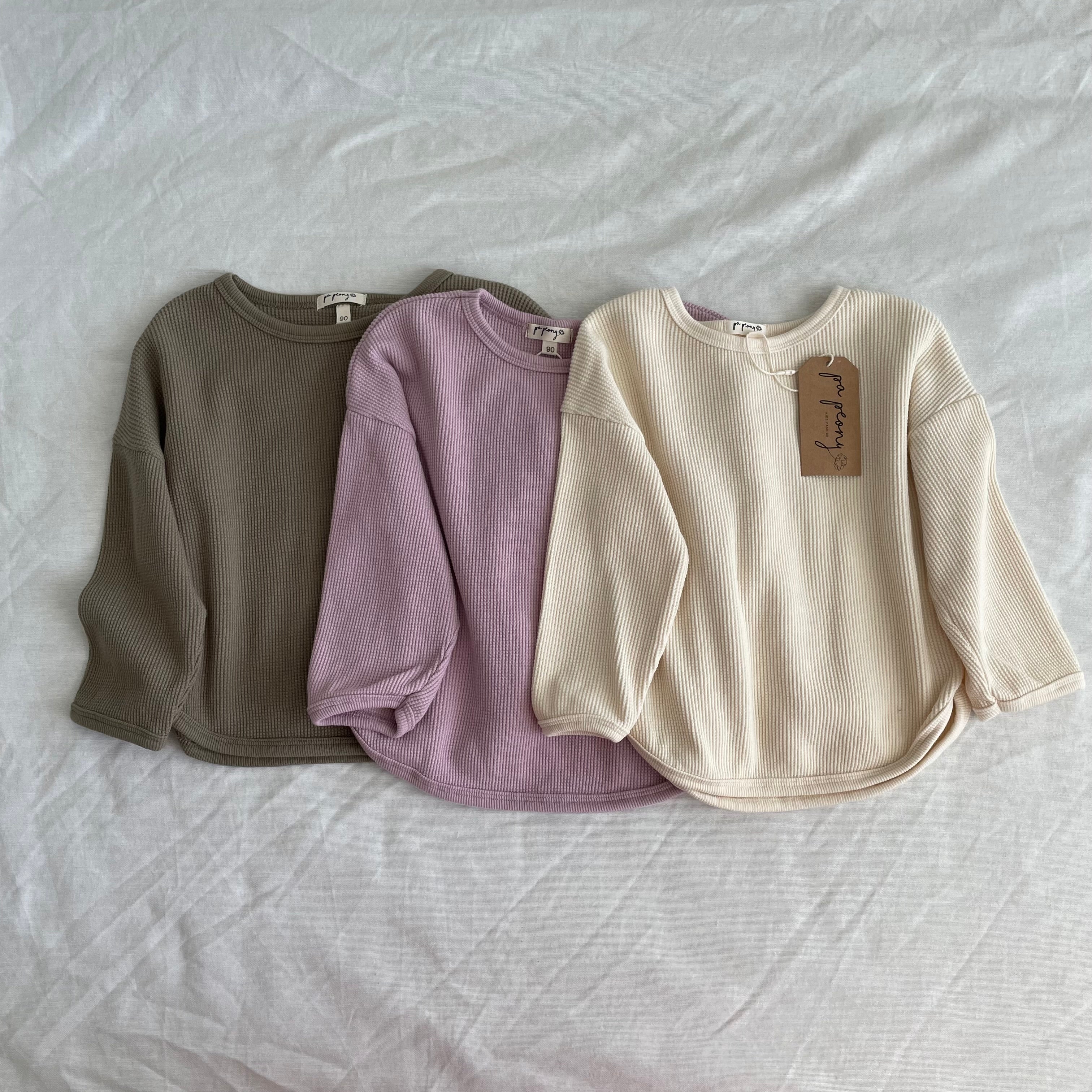 חולצת טי חורפית מבד וופל (שמנת) - PaPeony