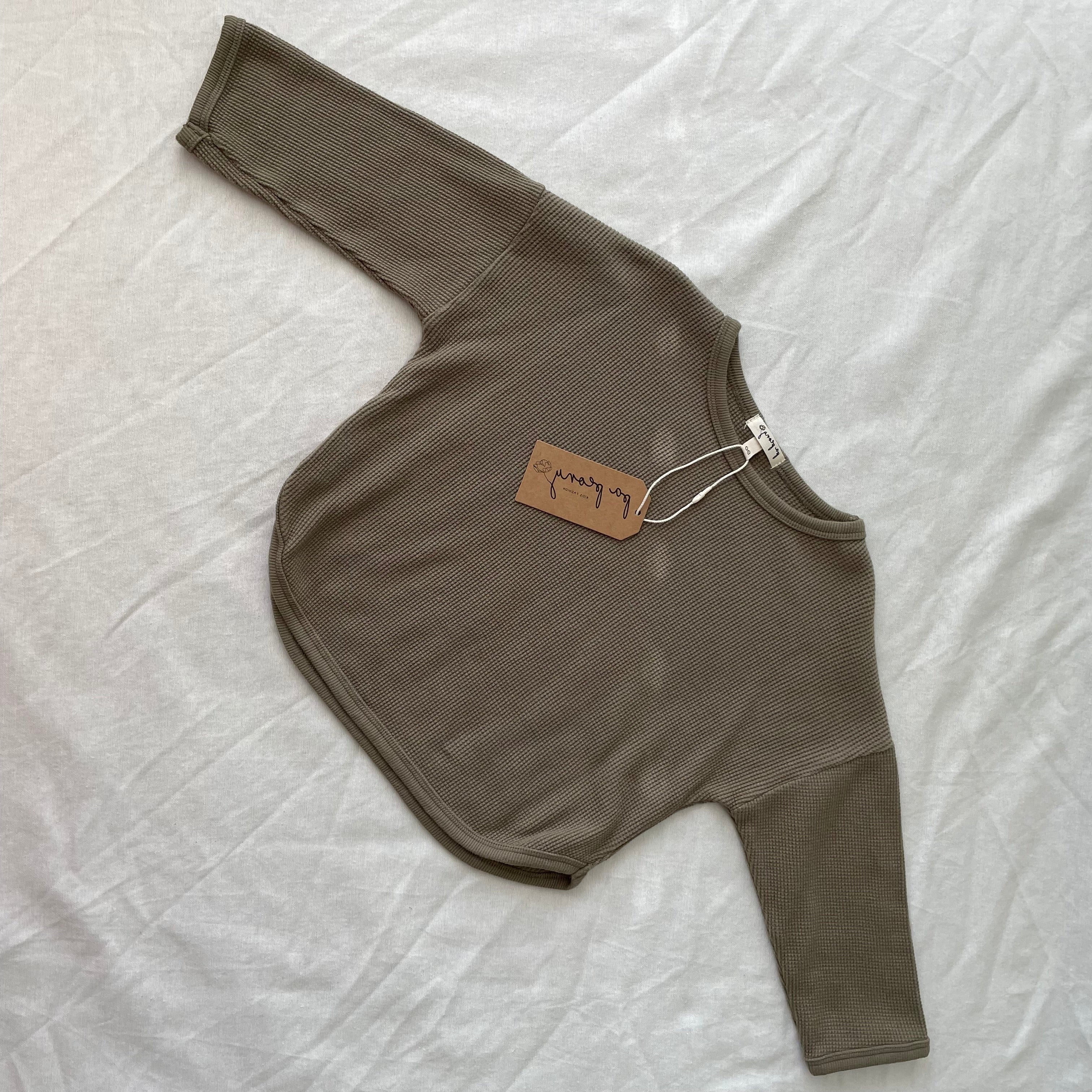 חולצת טי חורפית מבד וופל (שמנת) - PaPeony