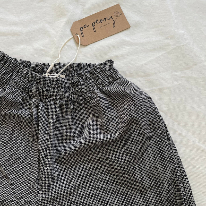 מכנסי פשתן עם דוגמה "לני" (שחור משבצות) - PaPeony